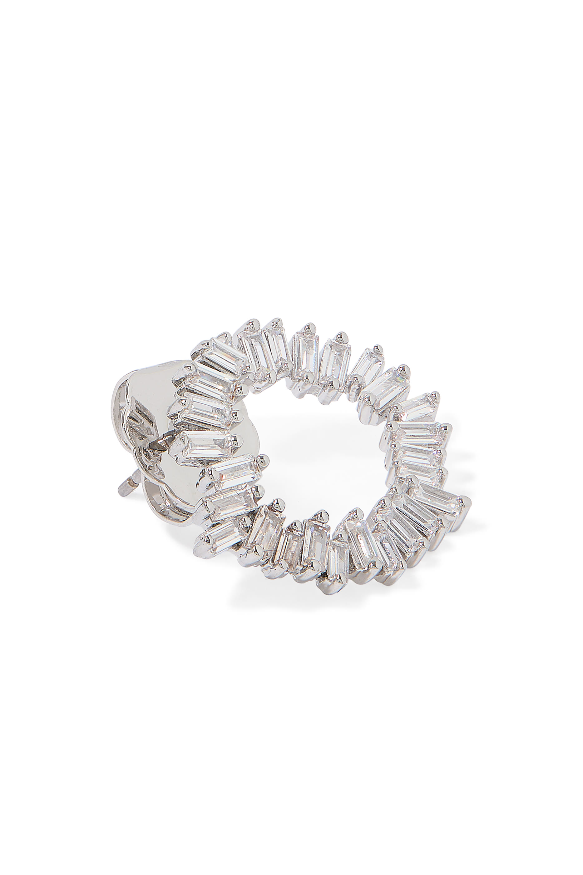 أقراط دائرية مرصعة بأحجار زركونيا مكعبة، نحاس مطلي بالروديوم