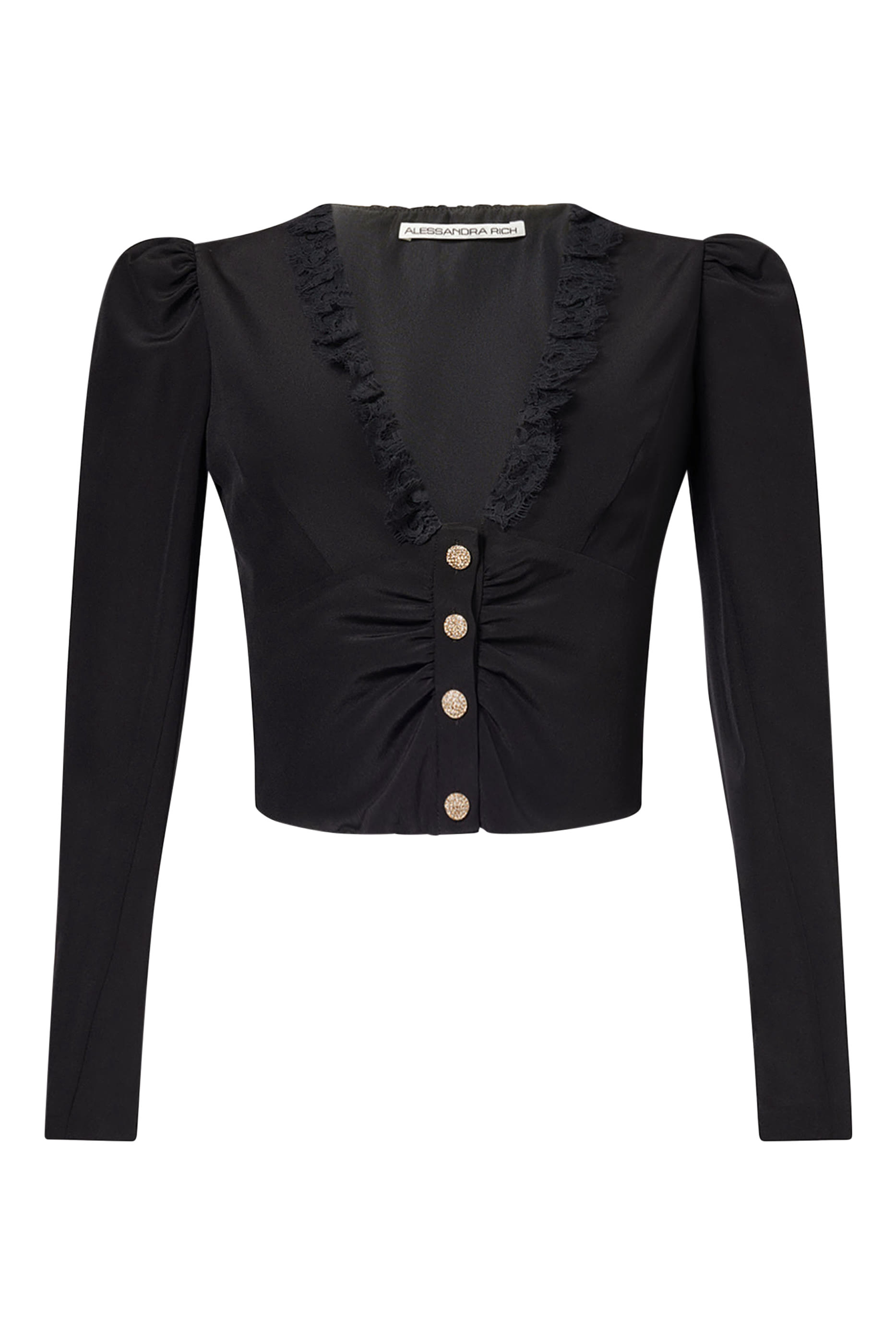 بلوزة بتصميم صدرية مزينة بكشكش حرير