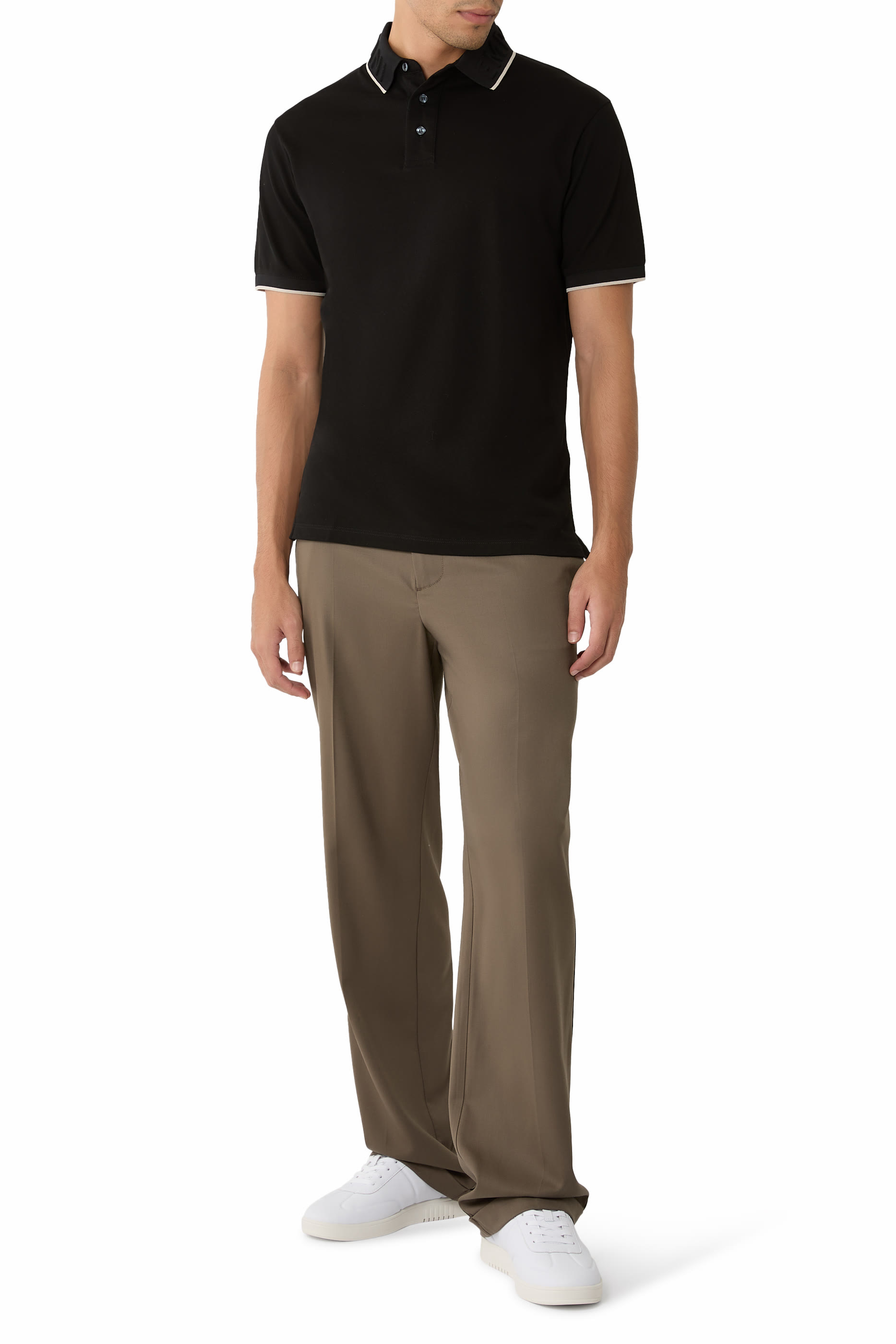 Embossed Logo Collar Piqu&eacute; Polo Shirt