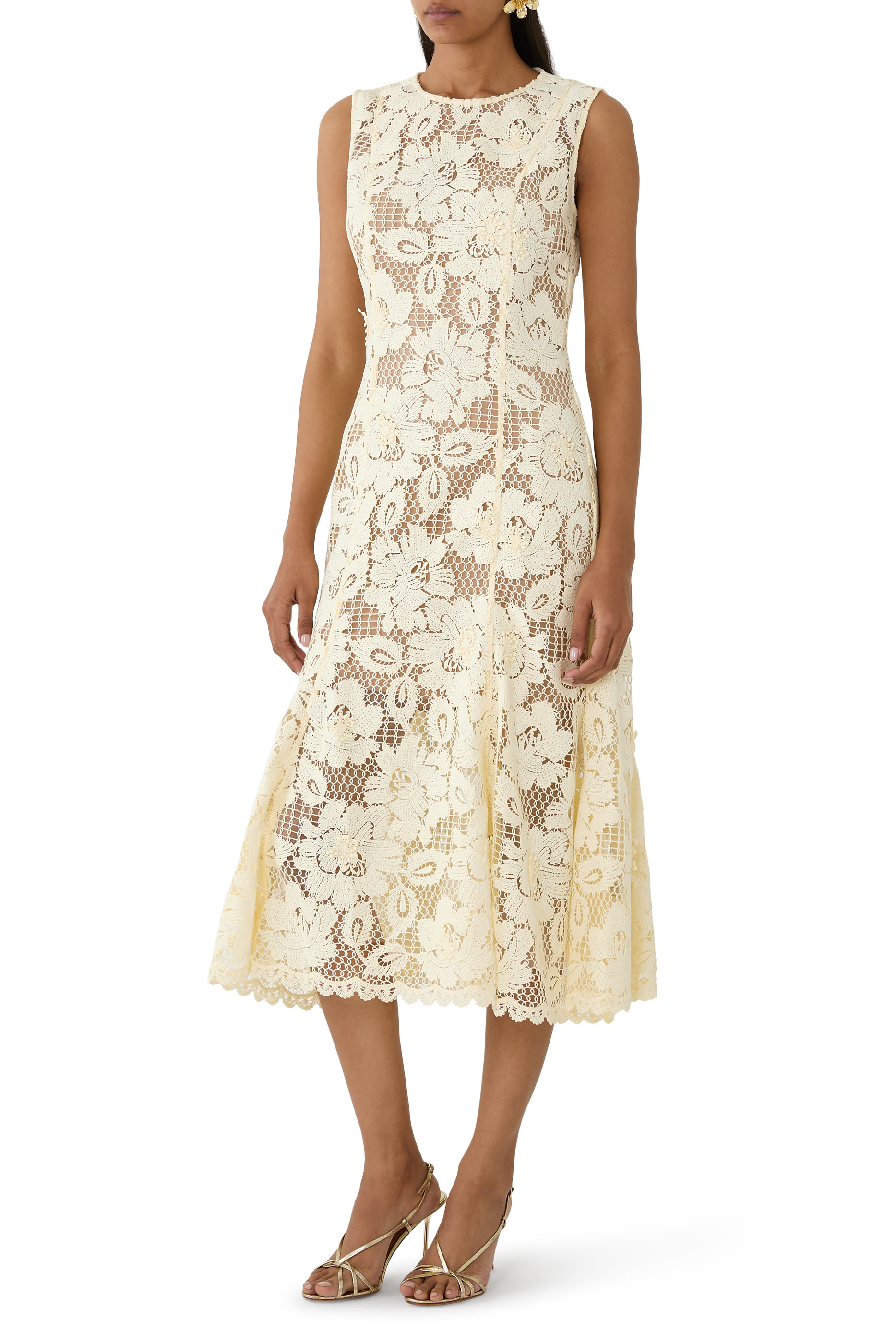 فستان متوسط الطول كروشيه دانتيل