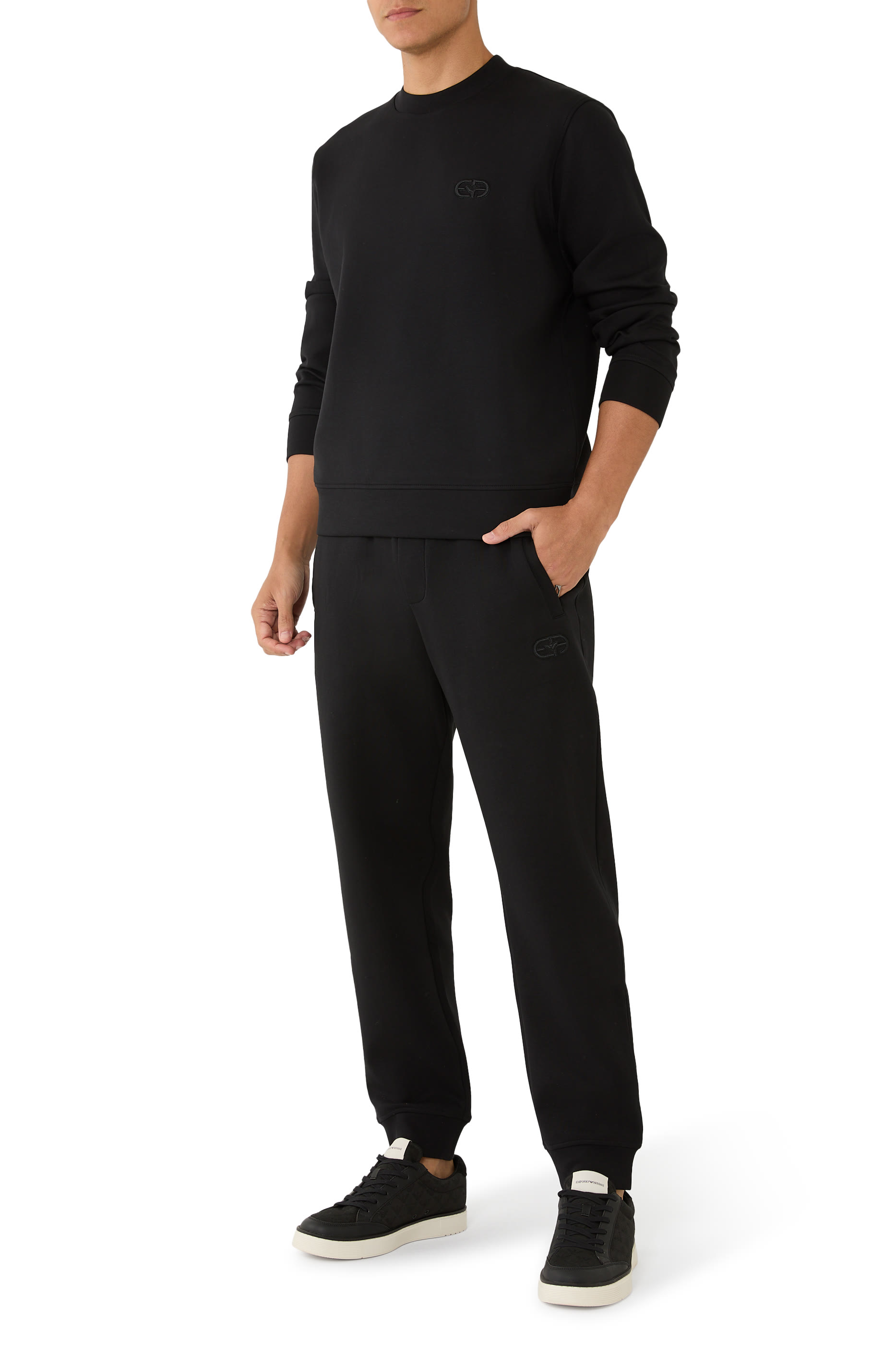 بنطال رياضي بتطريز شعار الماركة جيرسيه مزدوج