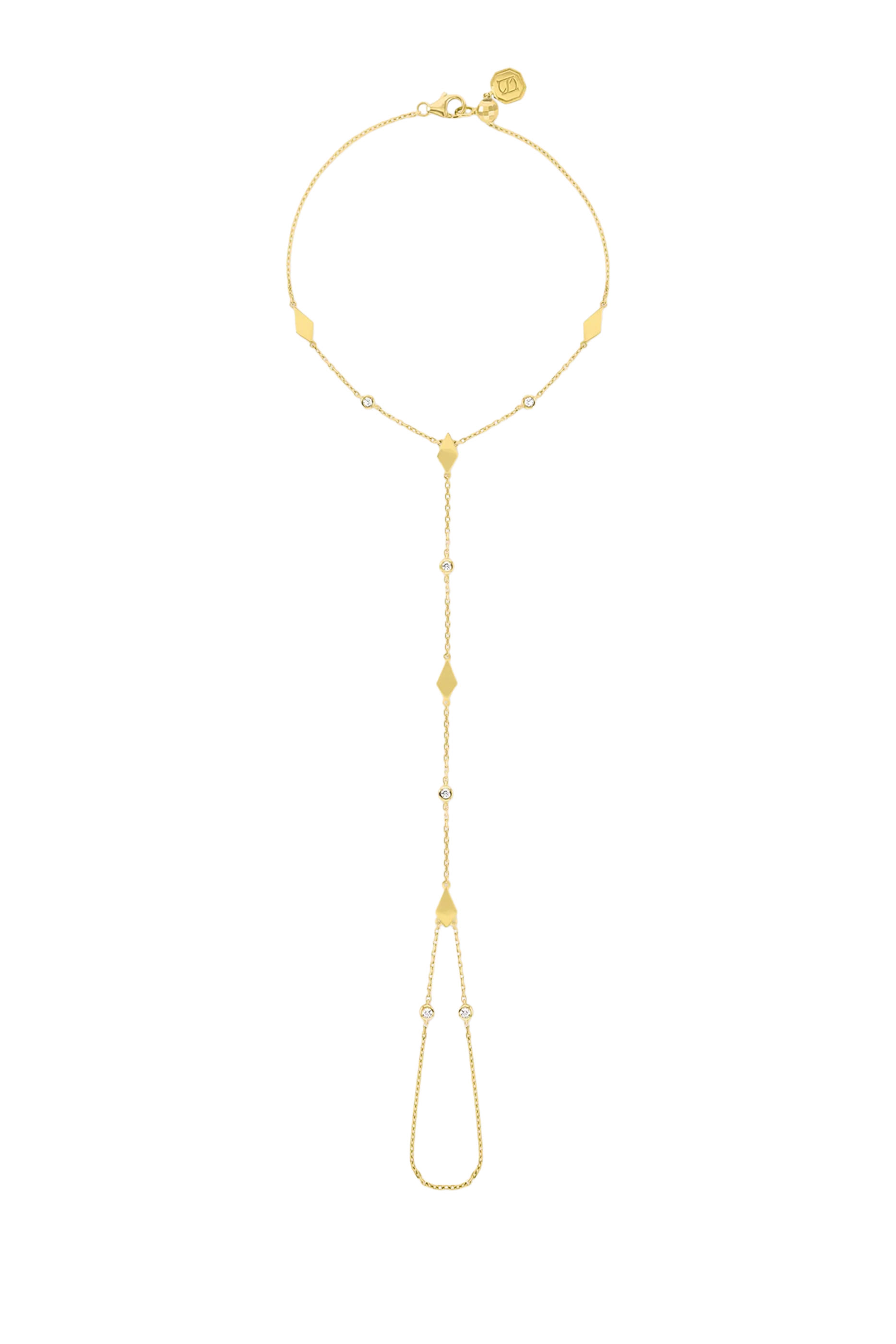 سوار موزاييك بتصميم سلسلة مرصع بالماس، ذهب أصفر عيار 18