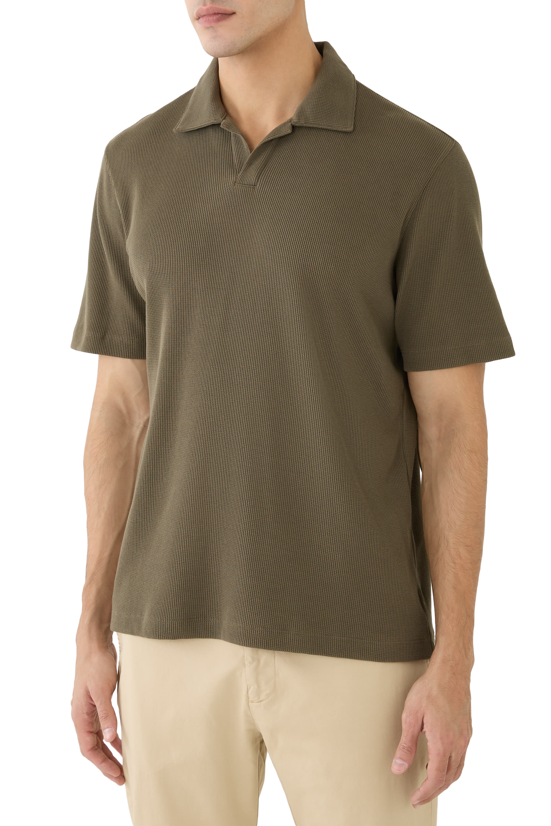 قميص بولو نسيج قطن متقاطع