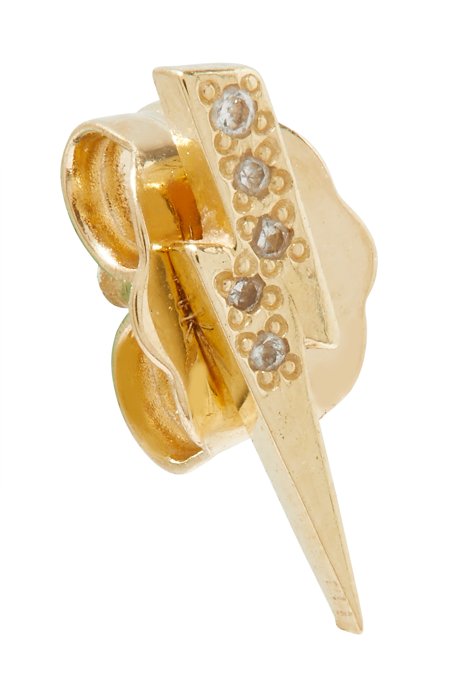 قرط منفرد بتصميم برق مرصع بالماس ذهب أصفر عيار 14