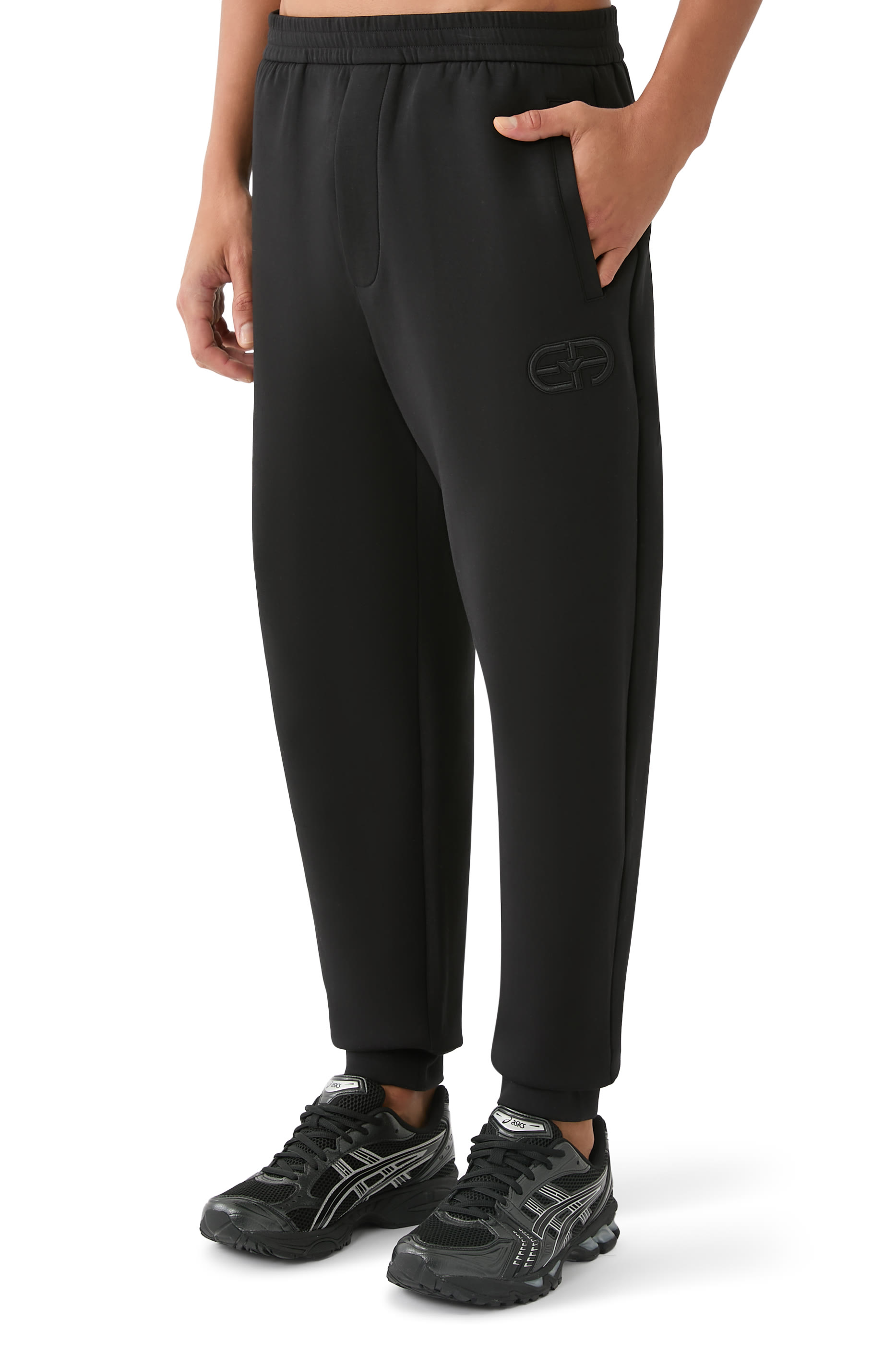 بنطال رياضي مطرز بشعار الماركة جيرسيه مزدوج