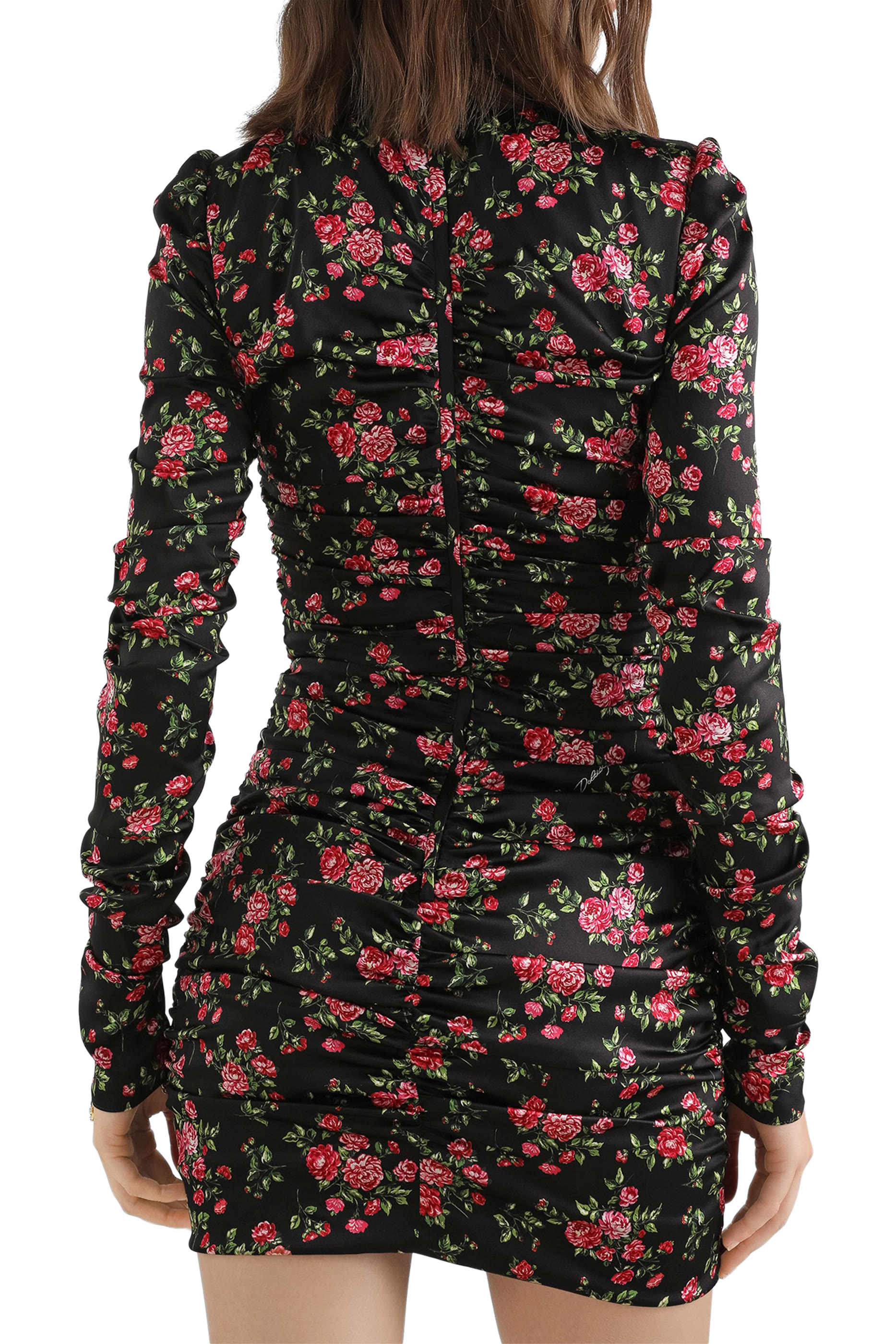 فستان طويل بطبعة ورود صغيرة ساتان