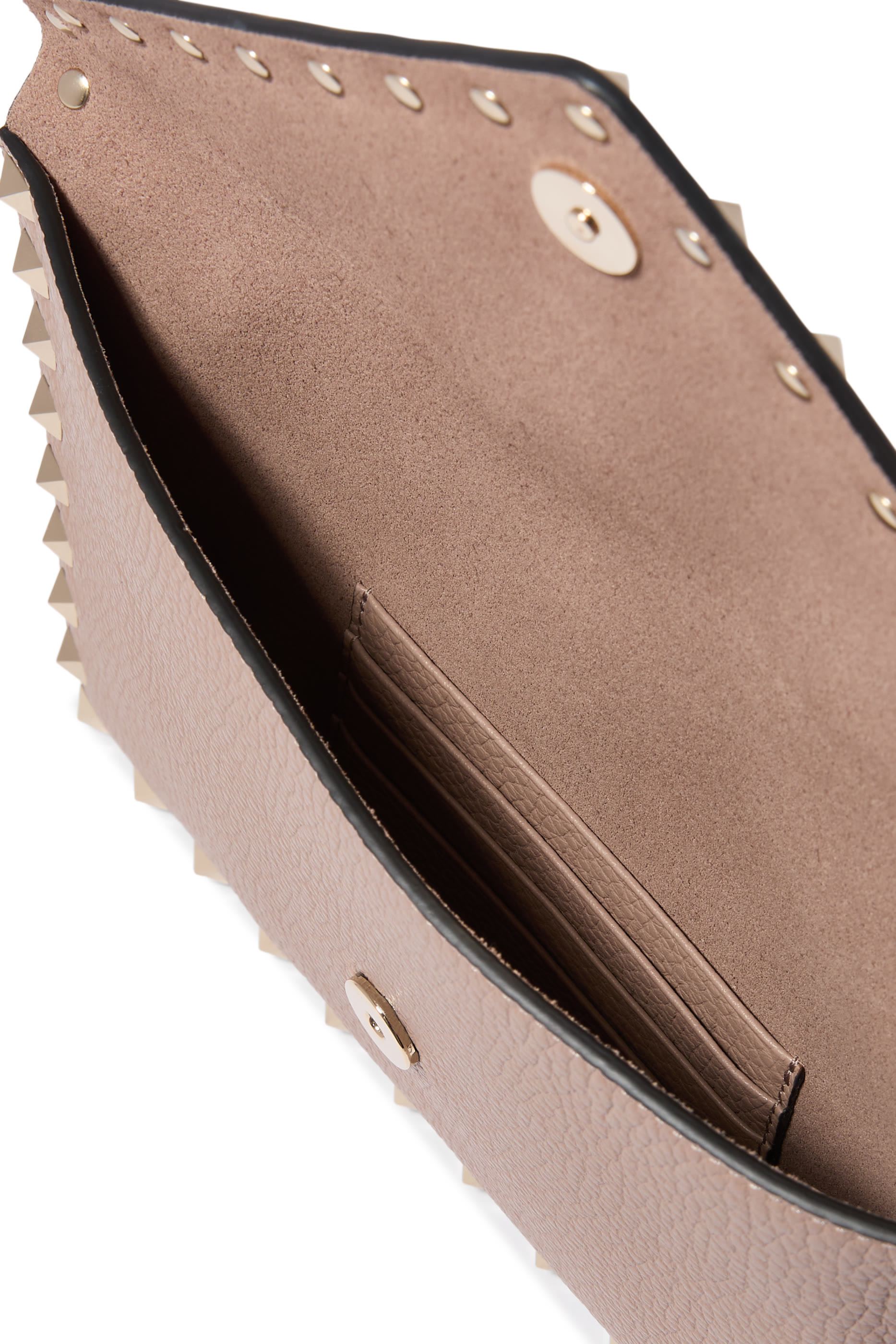 حقيبة صغيرة بحلي هرمية جلد بارز الملمس