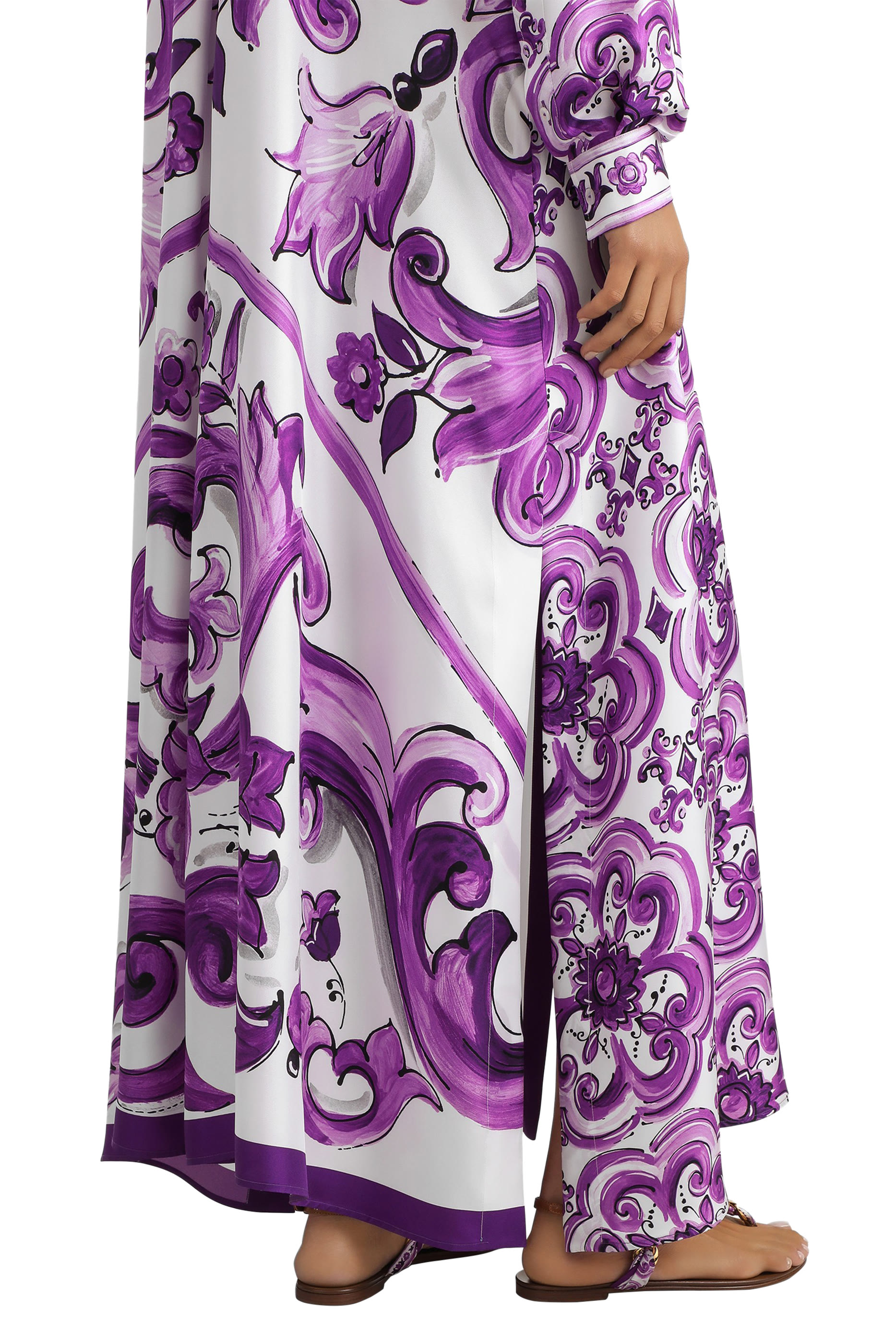 فستان بنمط قميص طويل بطبعة مايولكا