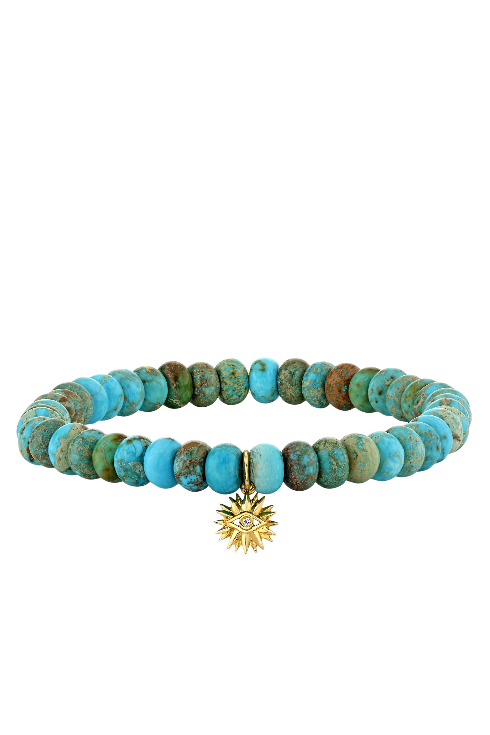 سوار بحلية دائرية بالماس، ذهب أصفر عيار 14 والفيروز