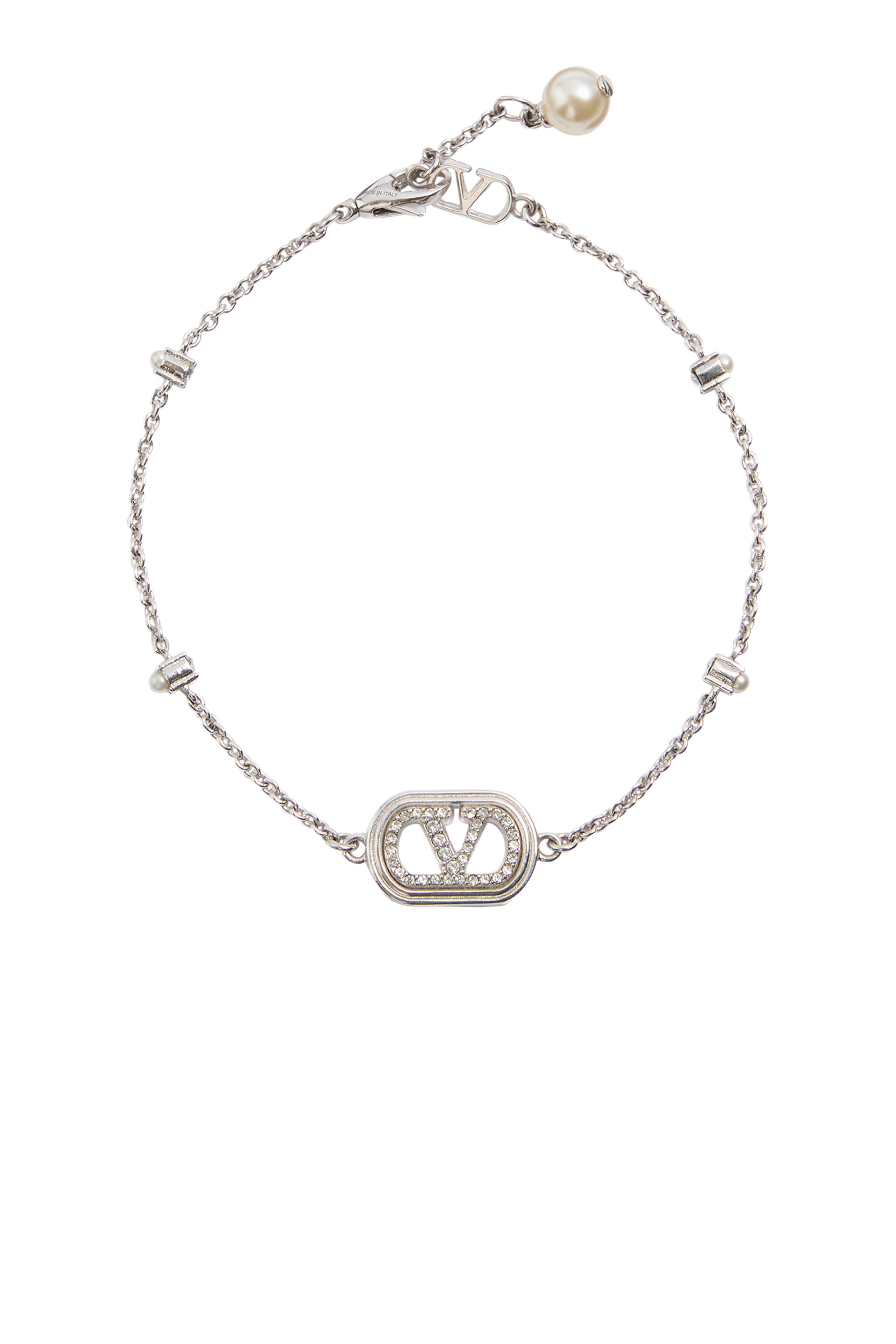 VLogo Signature Bracelet in Metal, Pearls, and Swarovski&reg; Crystals