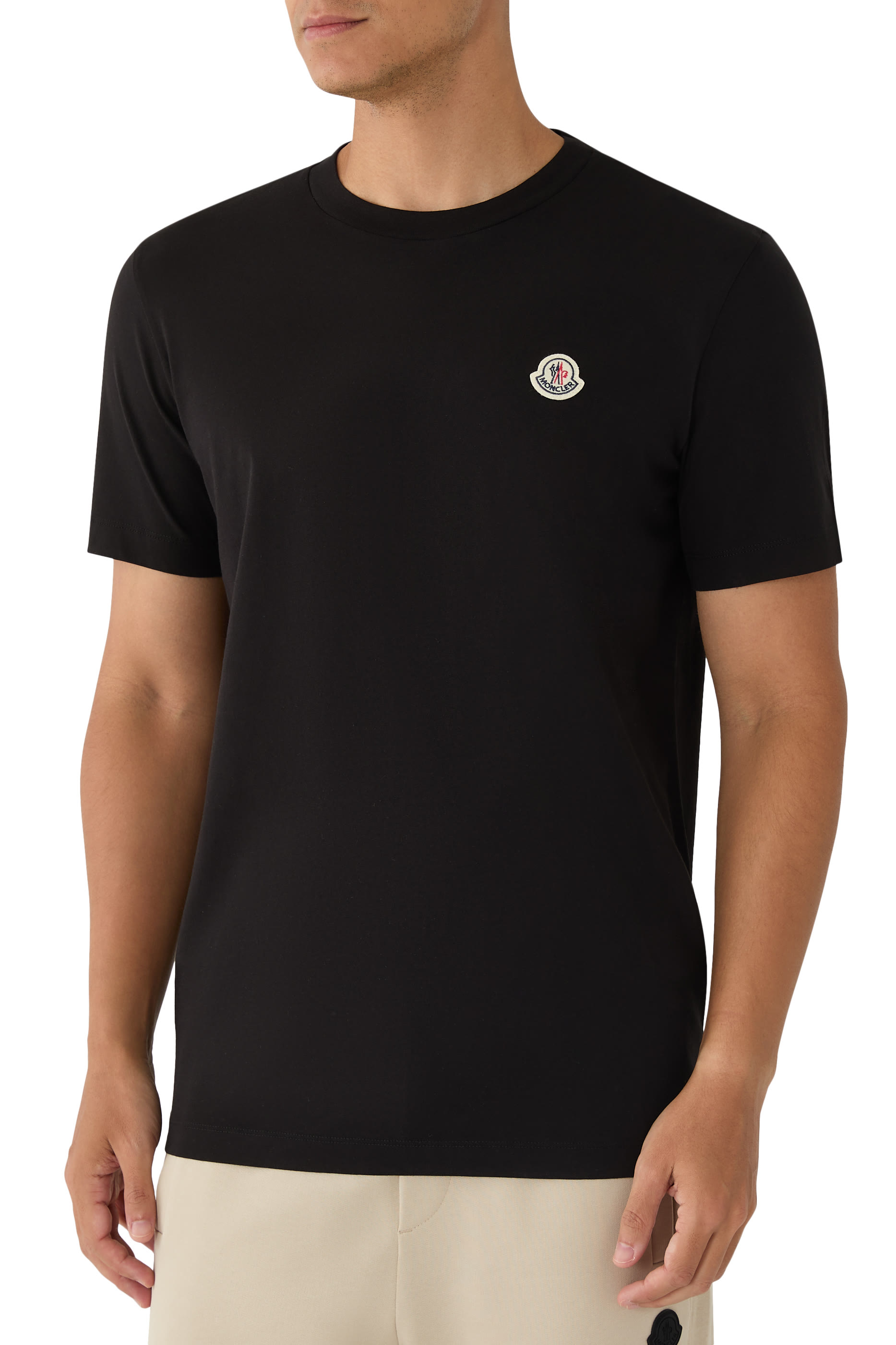 طقم تيشيرت برقعة شعار الماركة قطن، 3 قطع