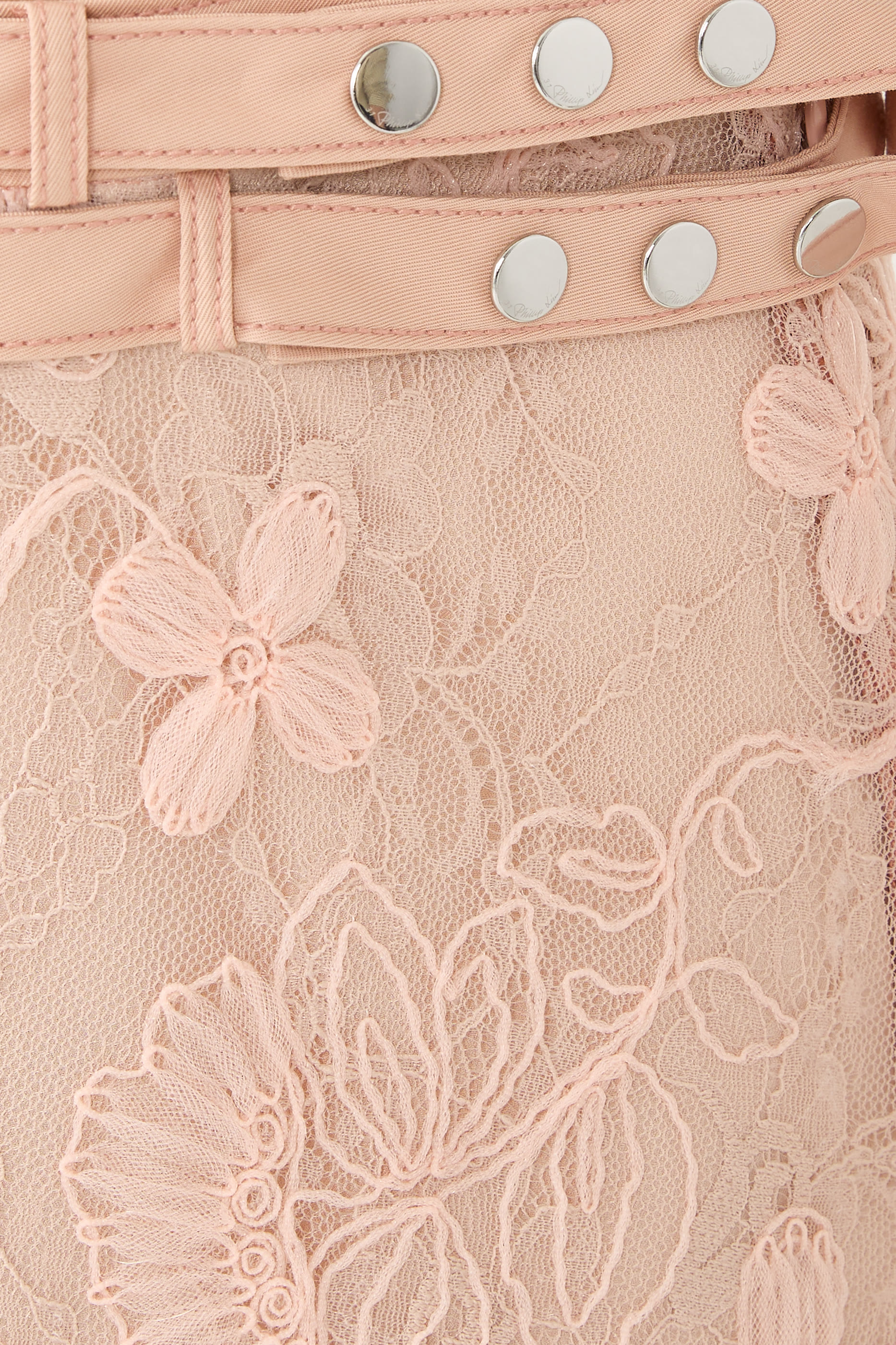 تنورة متوسطة الطول دانتيل بنقشة زهور