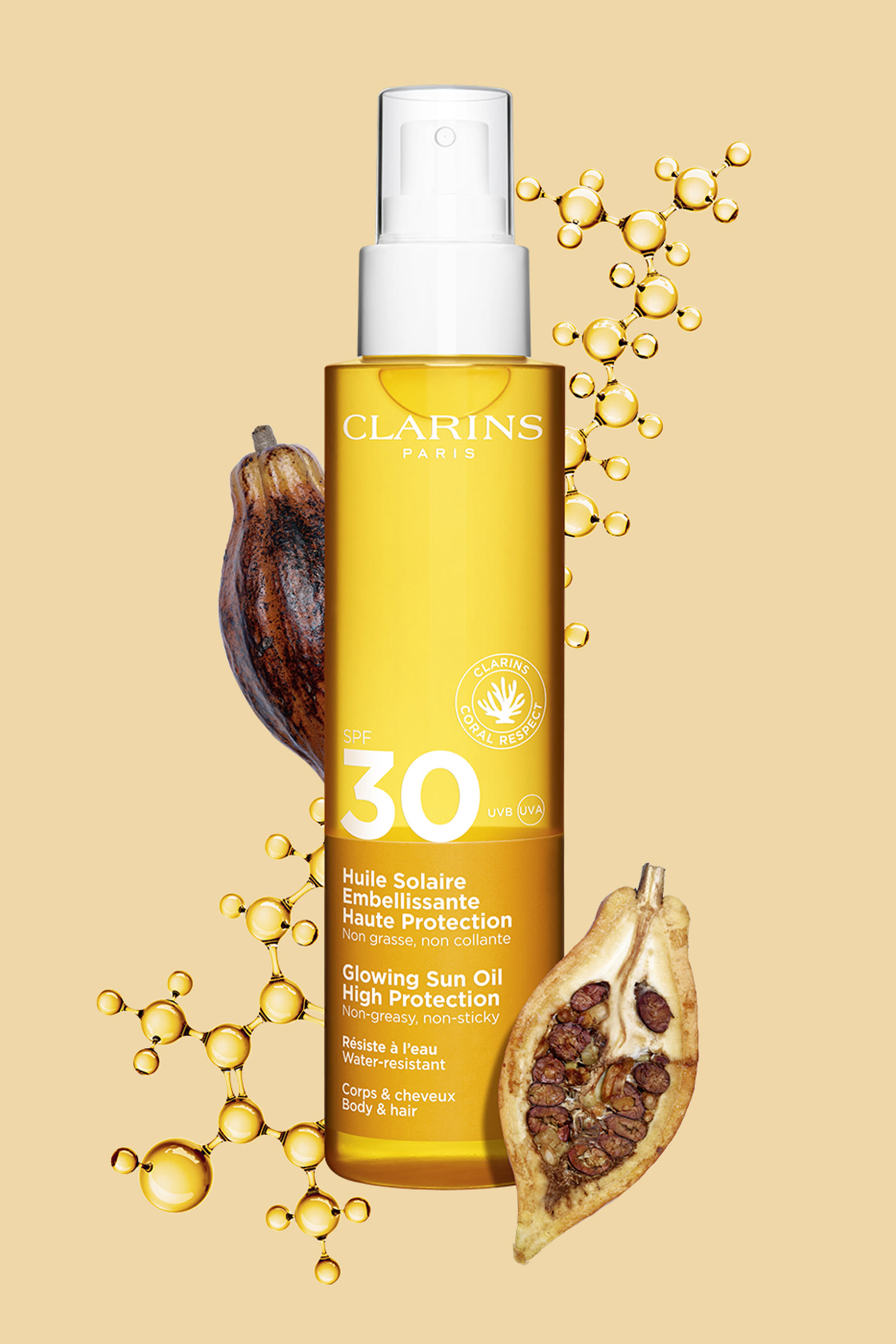 زيت للحماية من الشمس والحصول على بشرة متوهجة مع عامل الحماية SPF30