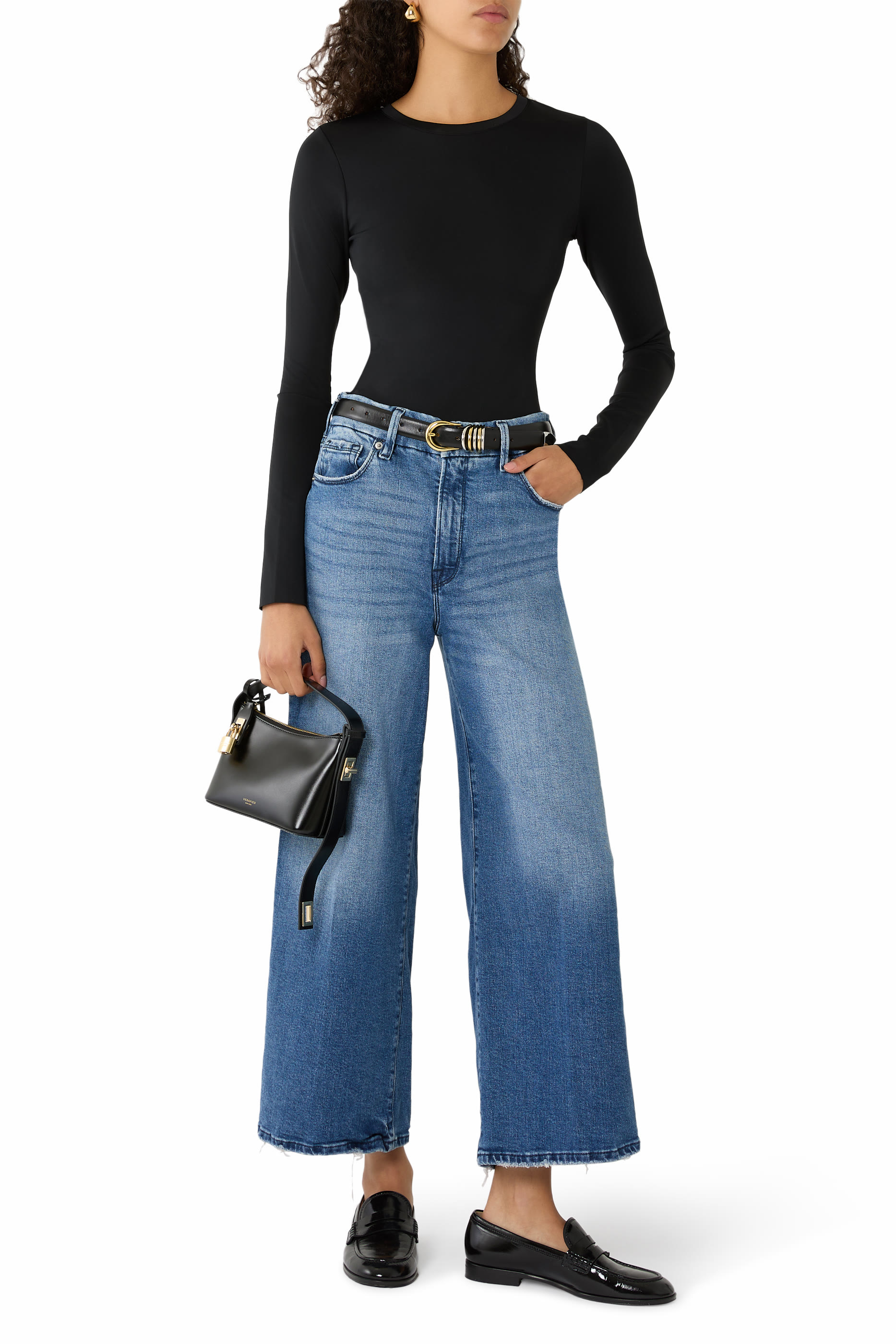 بنطال جينز بالازو جود ويست بقصة قصيرة