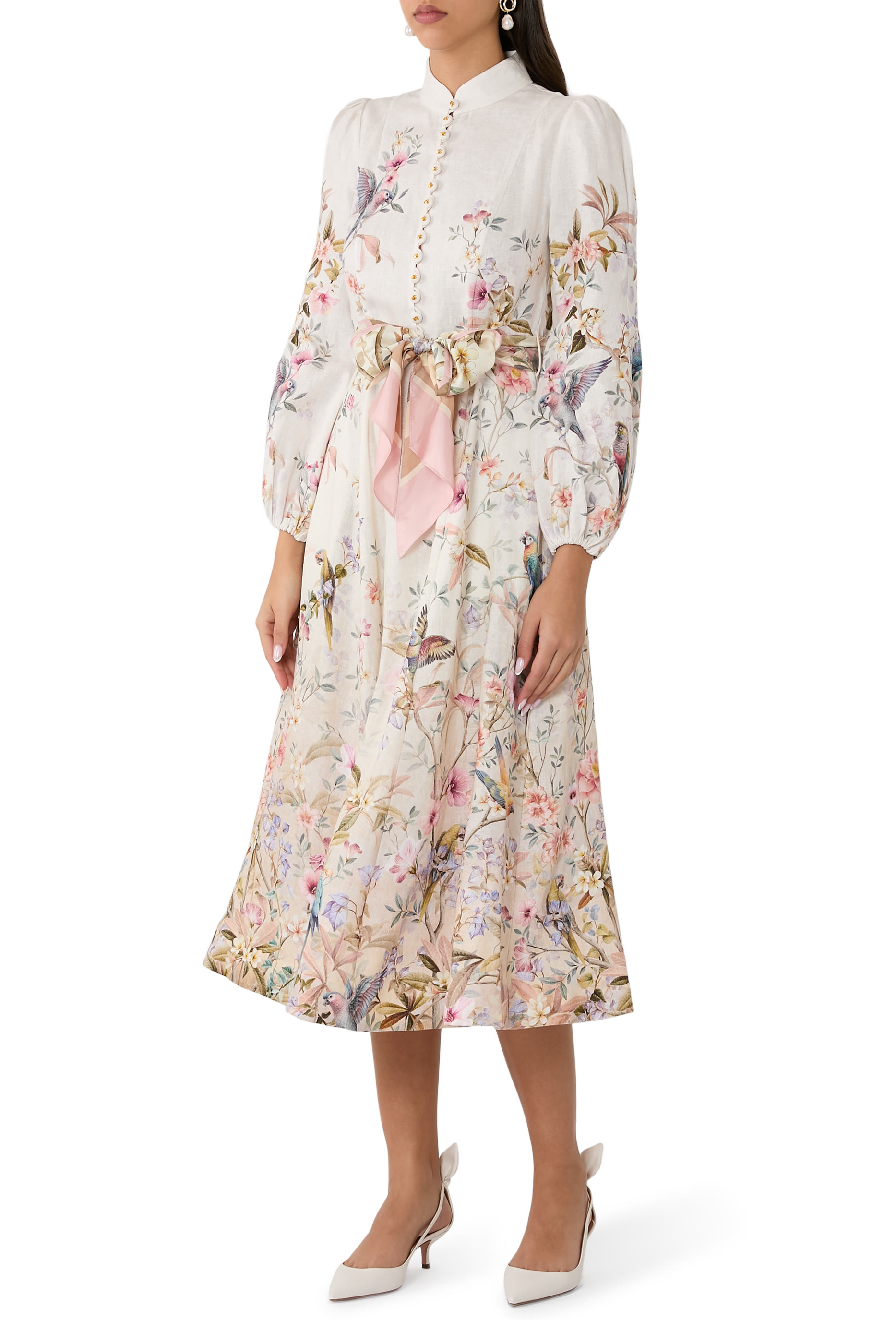 فستان ريبالين متوسط الطول بأزرار