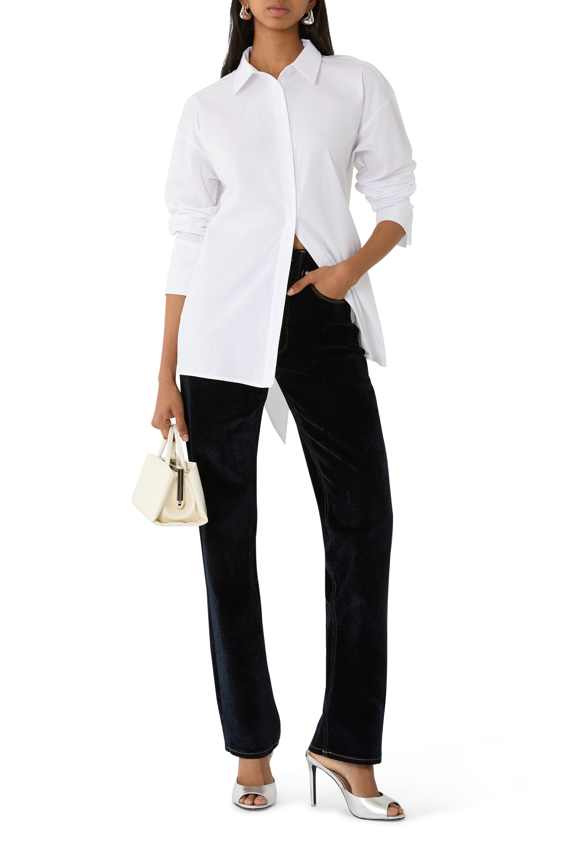 قميص برباط في الخلف بوبلين