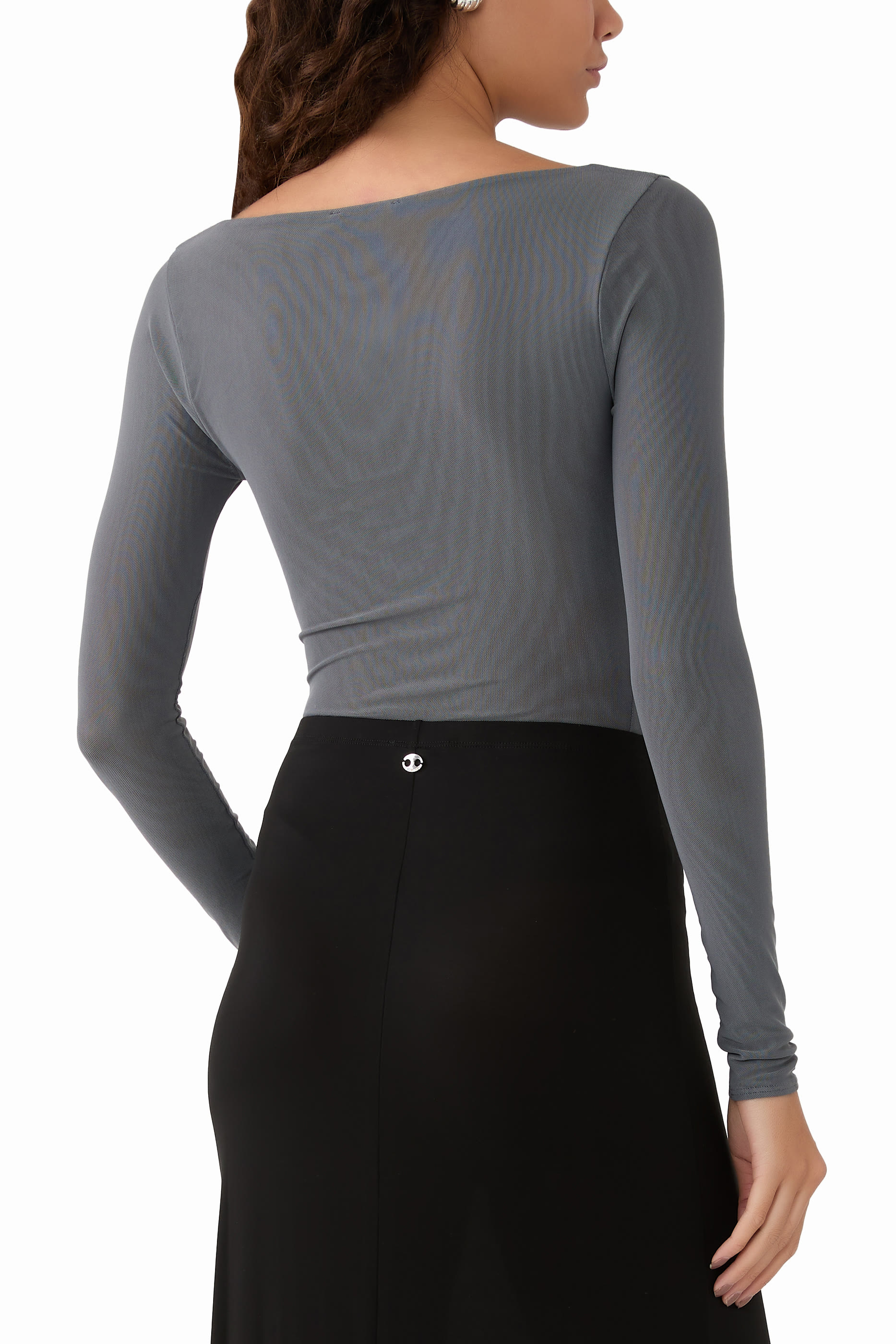 بودي سوت بياقة بتصميم قارب قماش شبكي