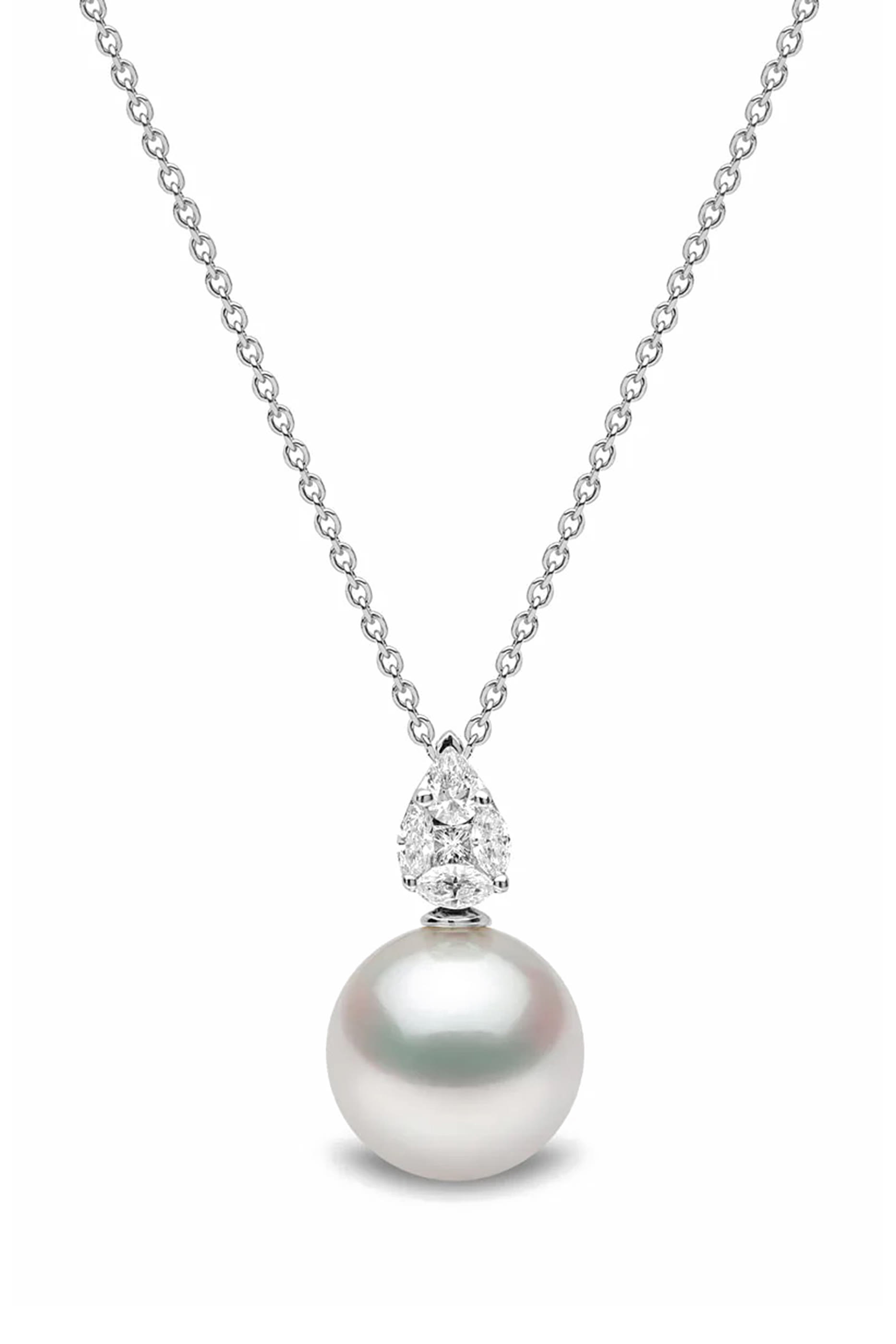 قلادة ستارلايت مرصعة باللؤلؤ والماس ذهب أبيض عيار 18