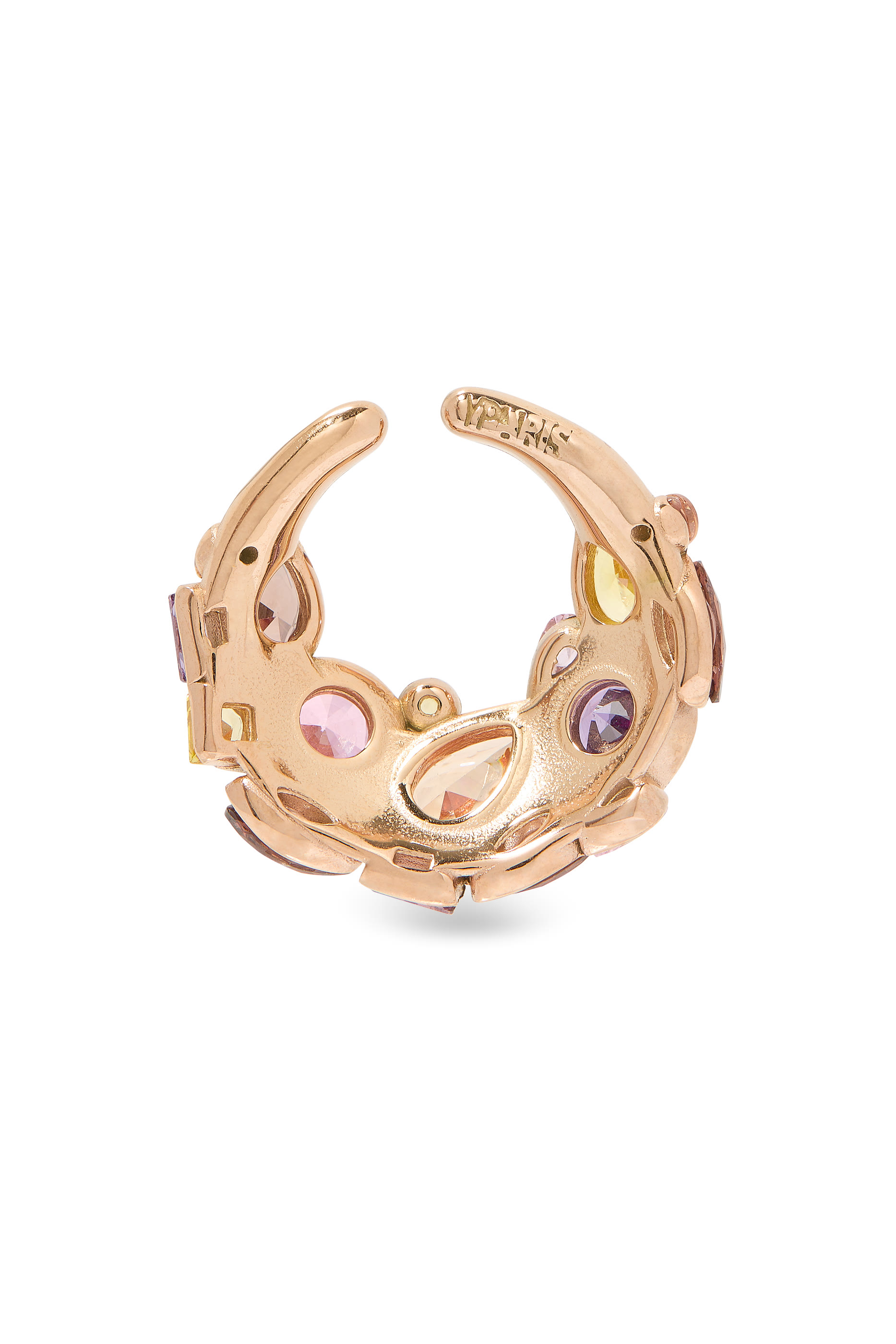 Round Single Ear Cuff, Gold-Plated Stainless Steel & Crystals