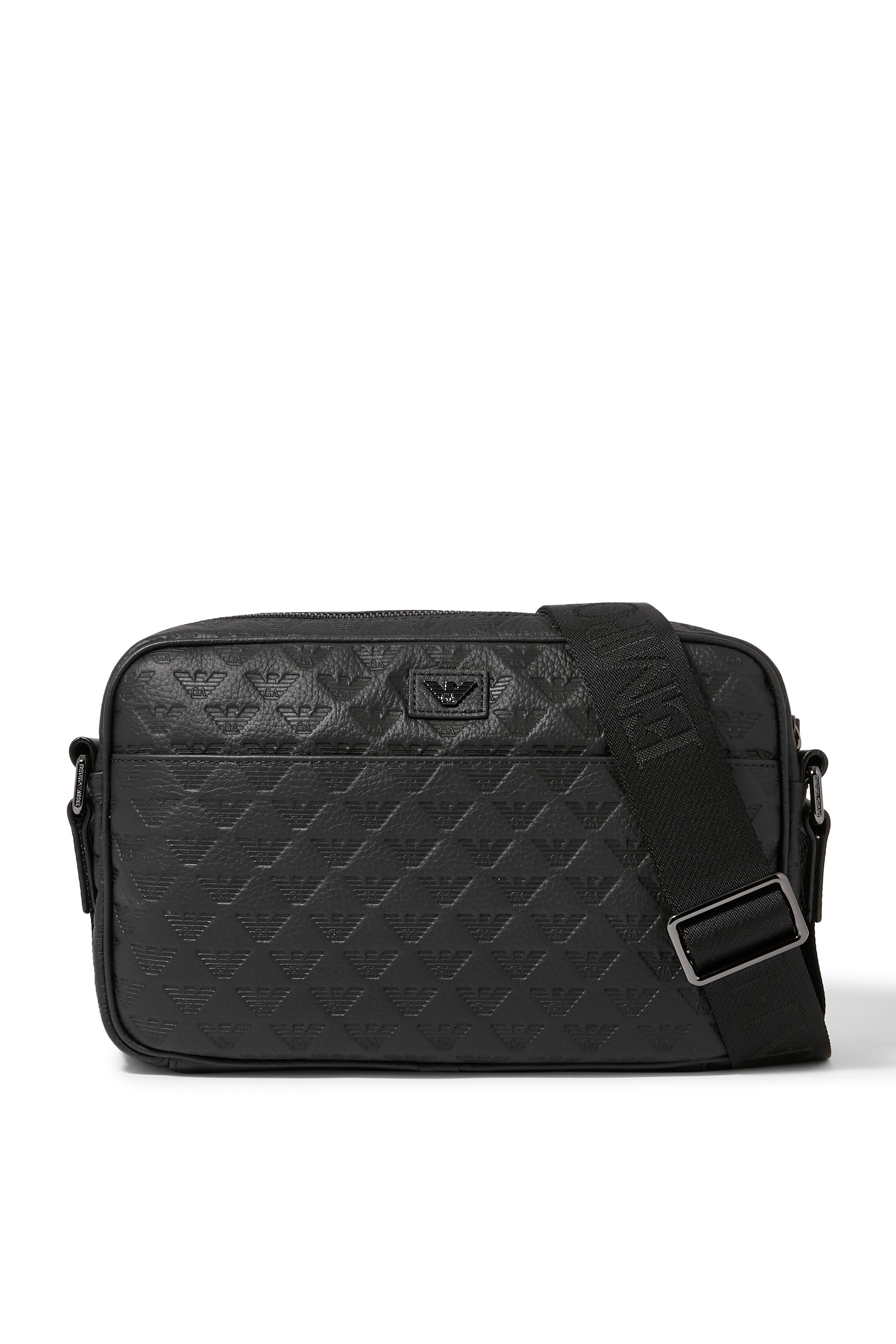 حقيبة كتف مزينة بنقشة شعار الماركة بالكامل جلد