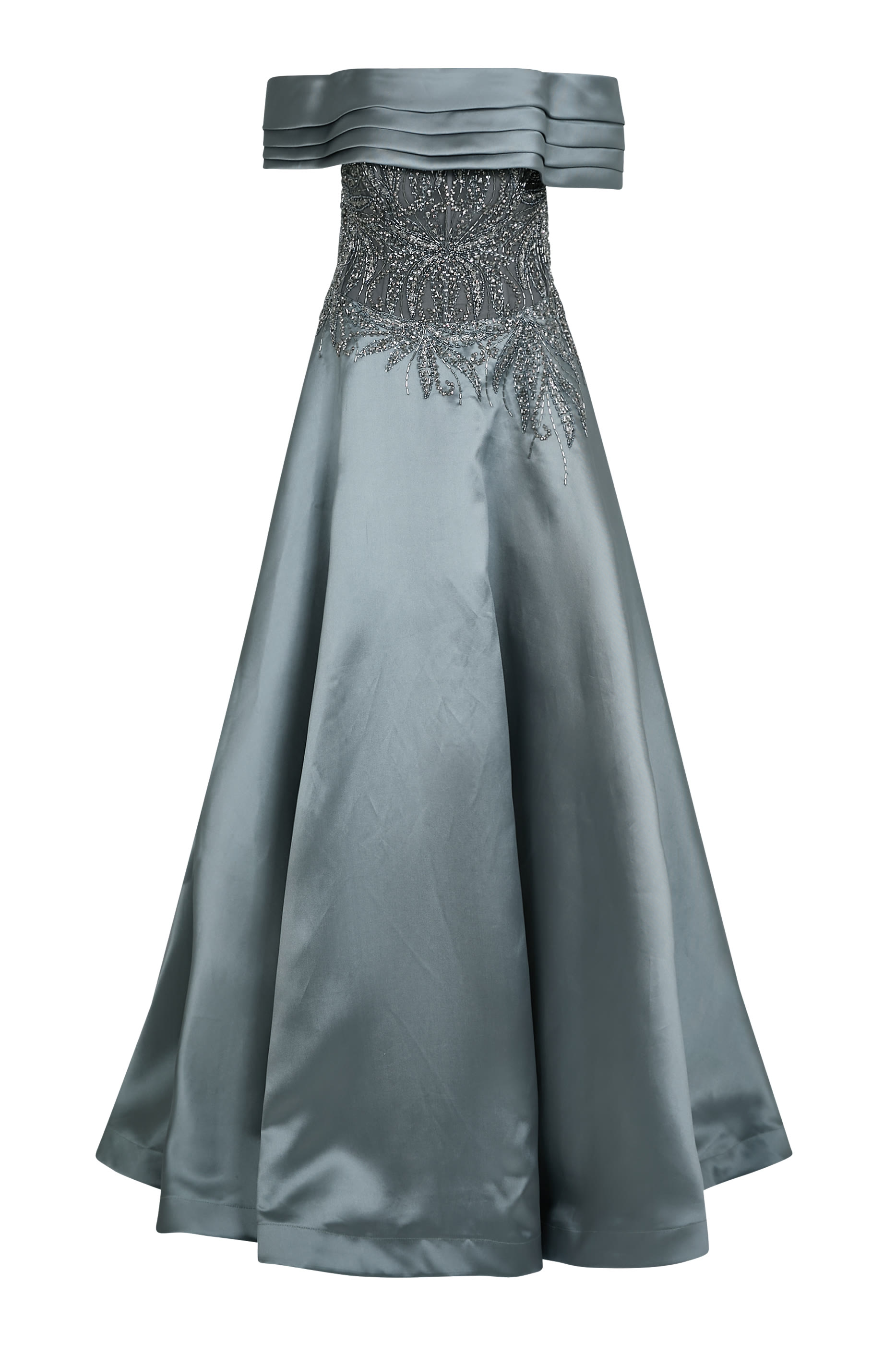 فستان سهرة بأكتاف متساقطة