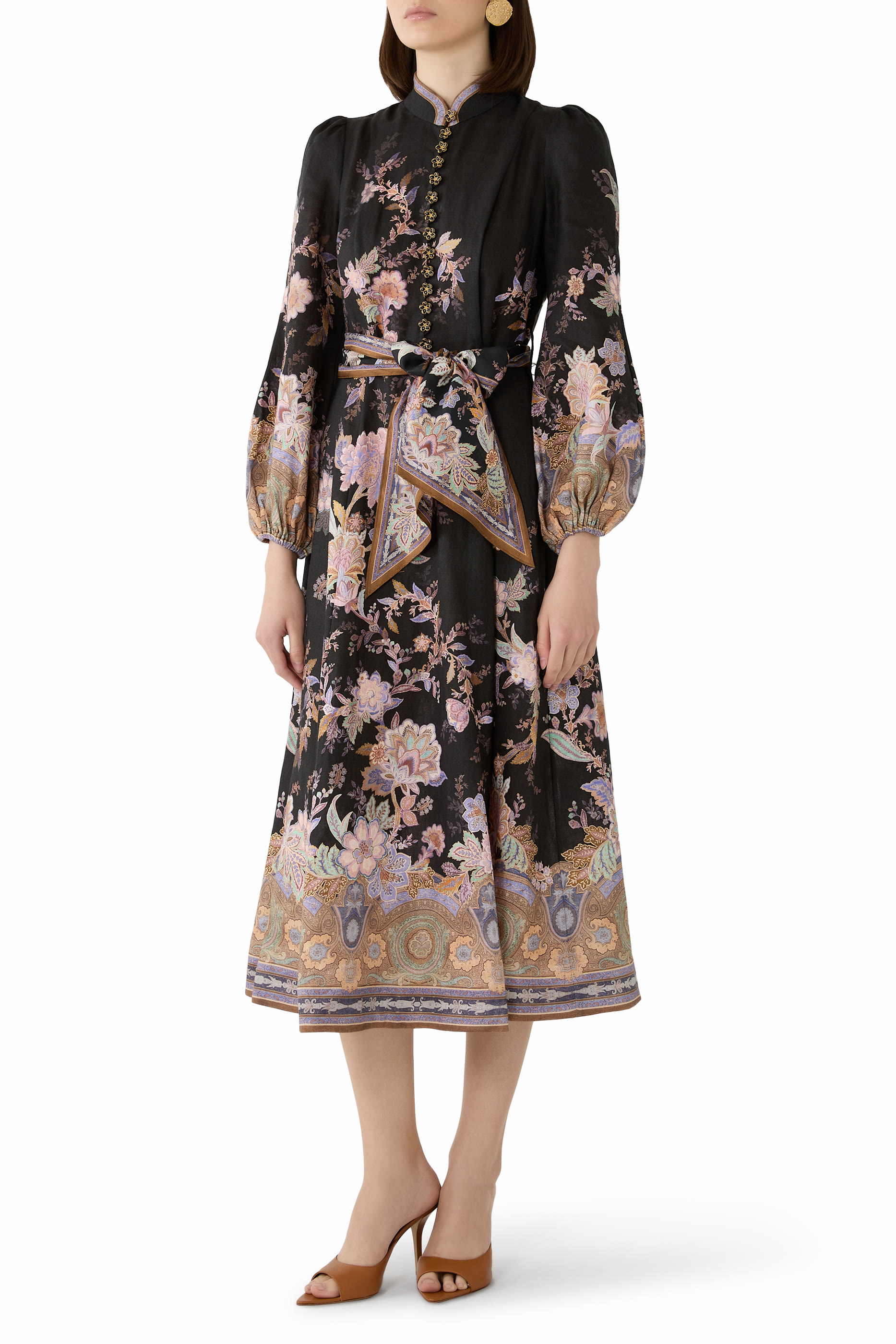 فستان لونا متوسط الطول بأزرار