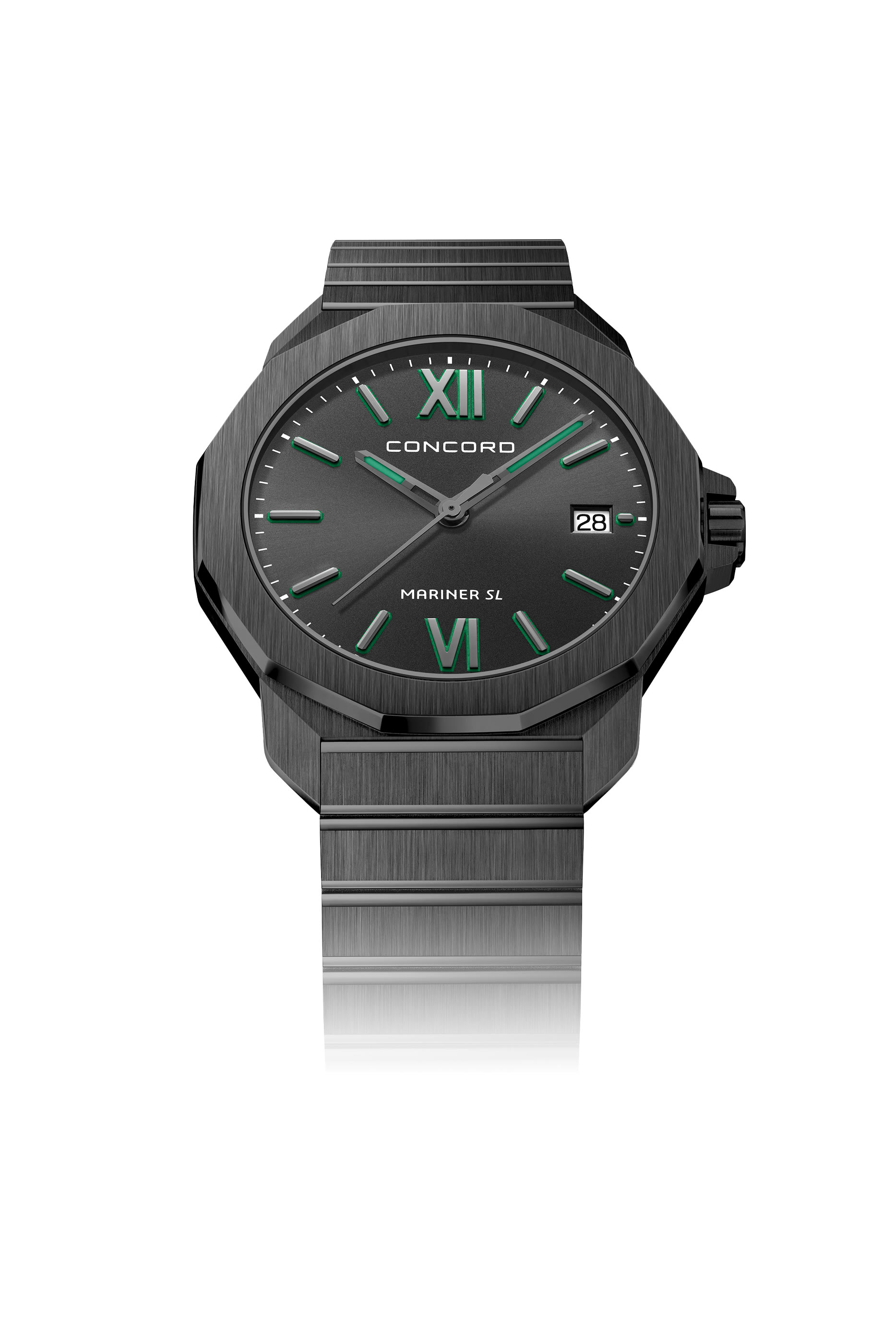 ساعة مارينر اس ال كوارتز مزينة بكريستال ياقوتي، ستانلس ستيل