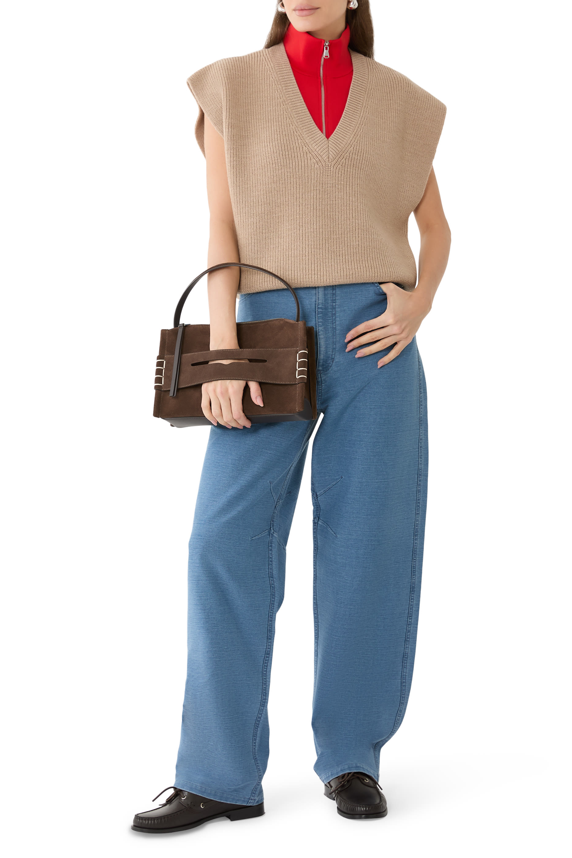 بنطال جينز ميكا دنيم نسيج متداخل