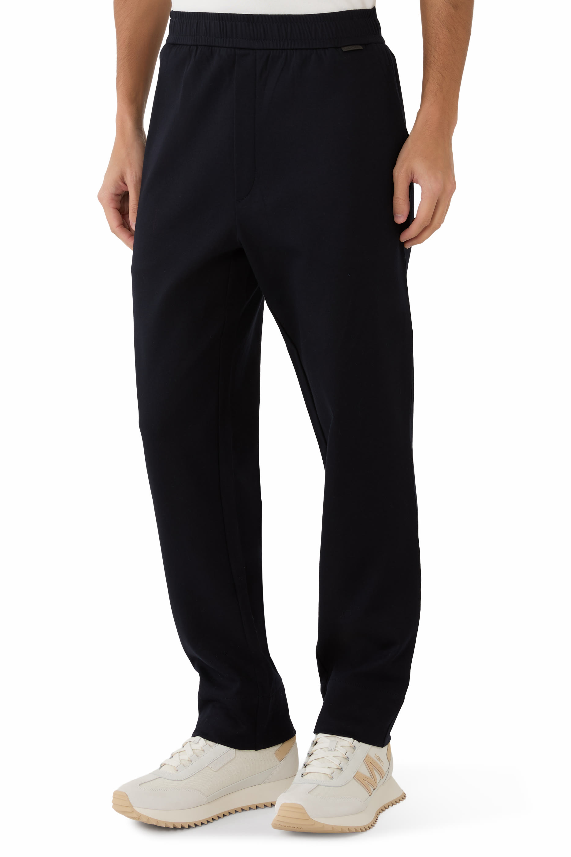 بنطال رياضي بشعار الماركة جلد من مزيج قطن 