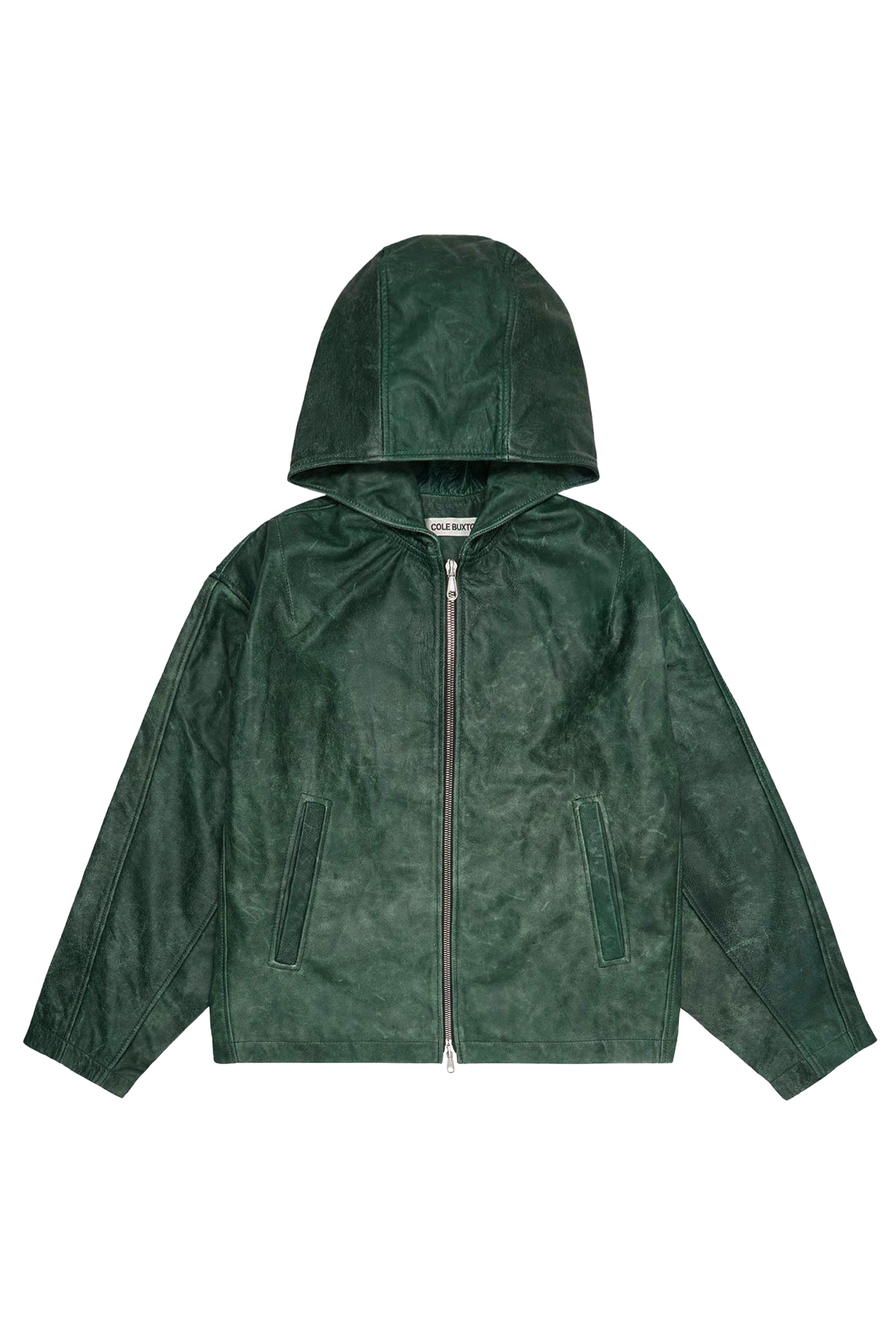 جاكيت بغطاء للرأس جلد