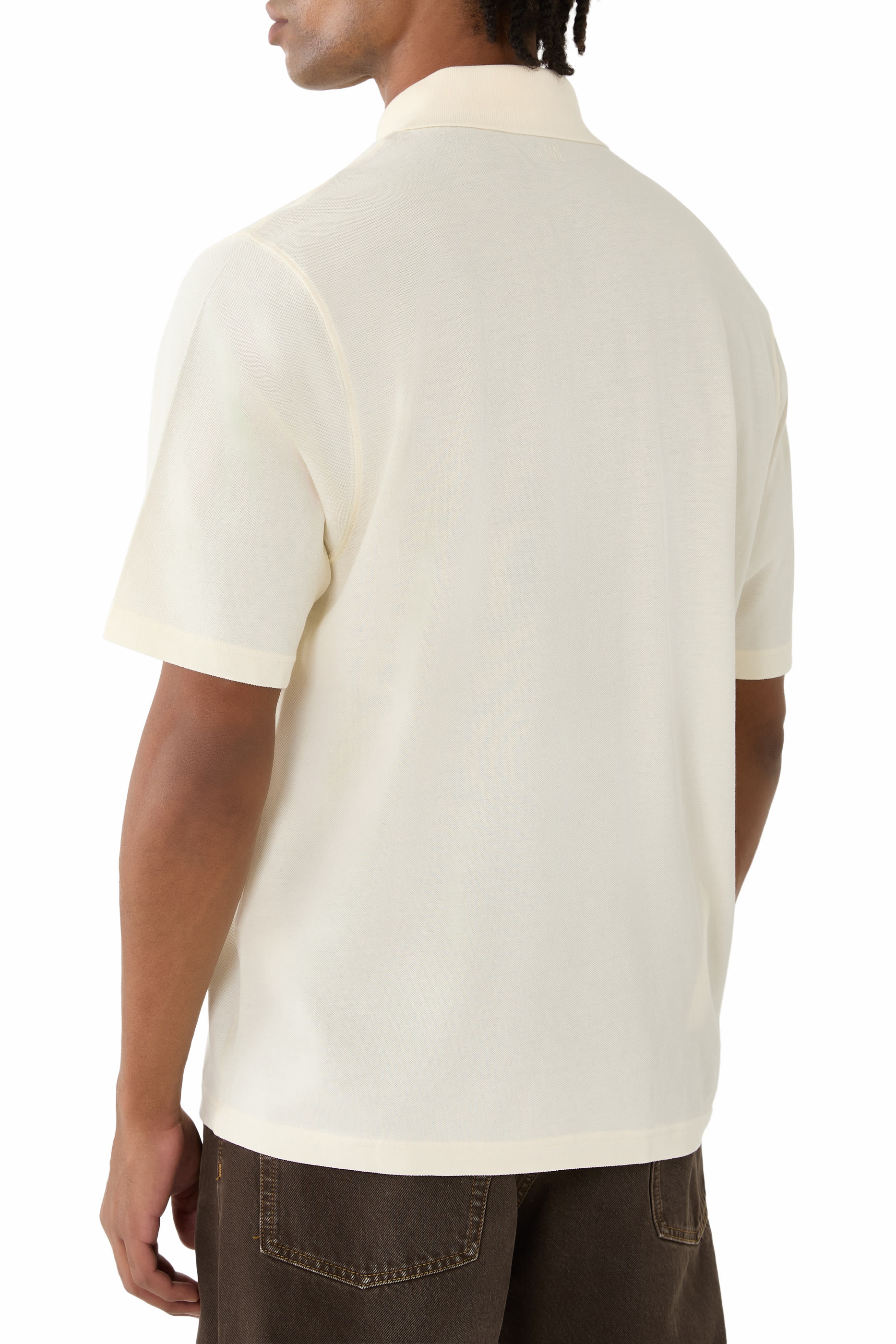 قميص بولو امي دو كور منسوج برقعة شعار الماركة قطن