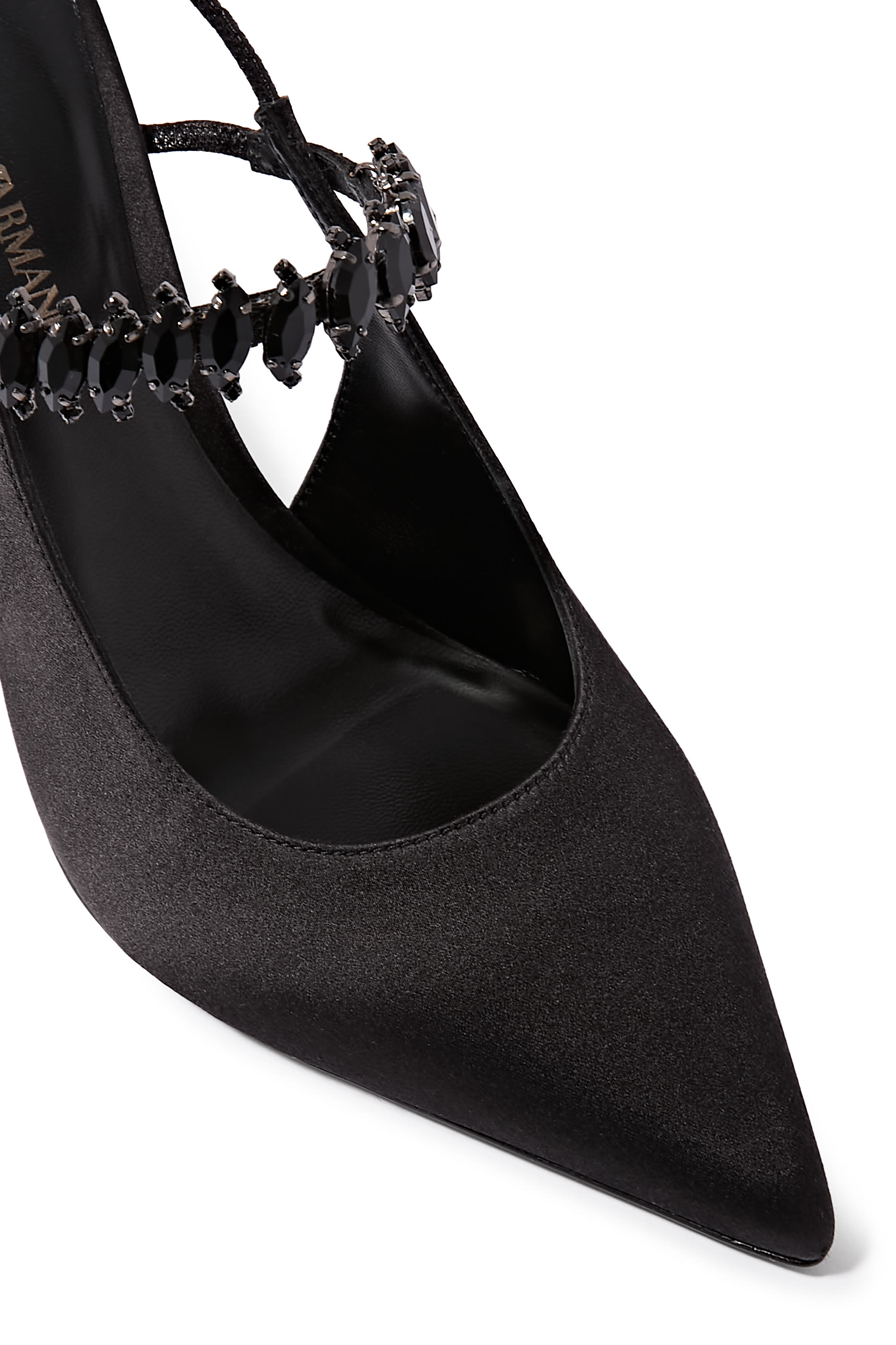 حذاء بكعب مرتفع بسير خلفي مزين جلد