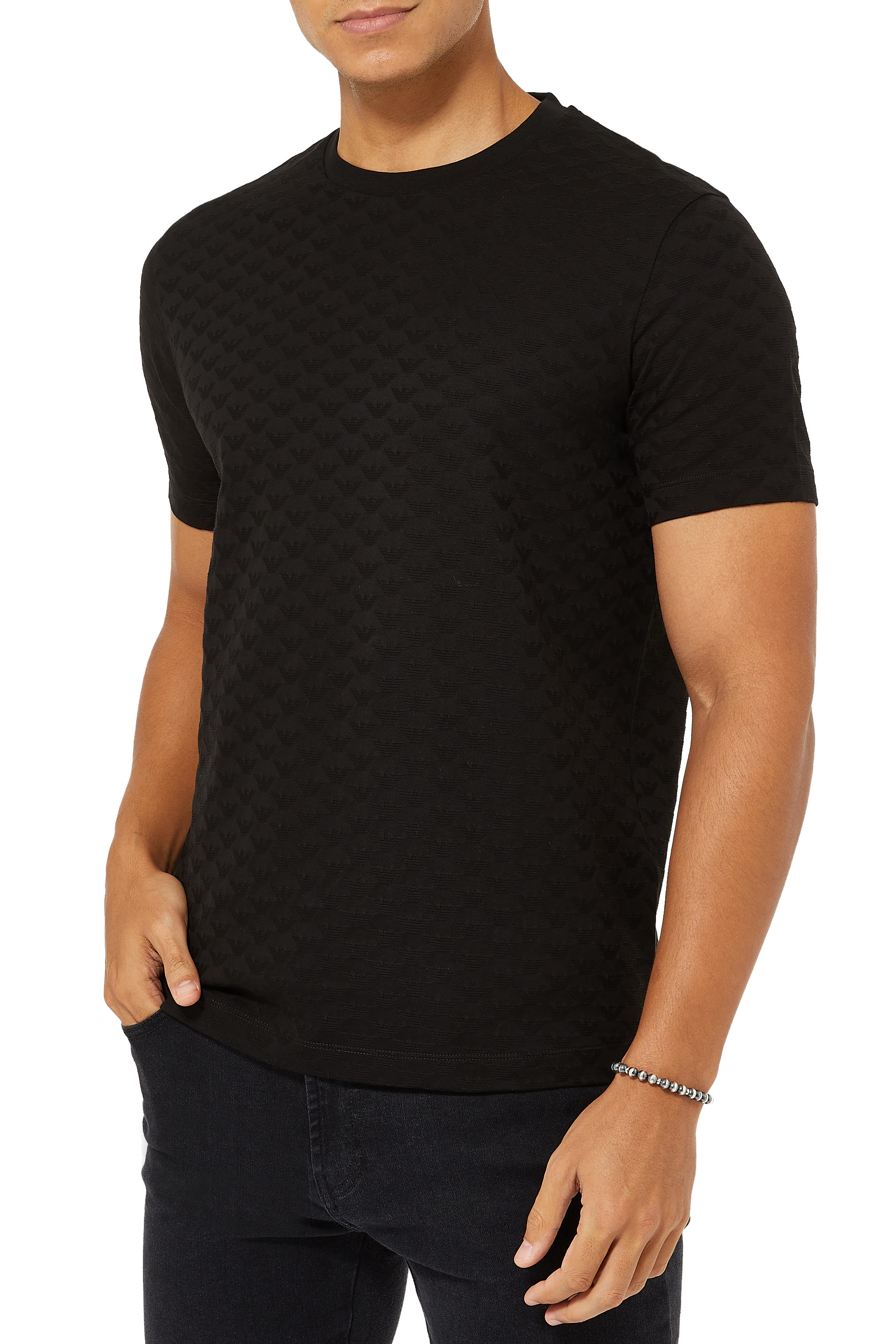 تي شيرت جيرسيه بشعار النسر وأحرف شعار الماركة جاكار