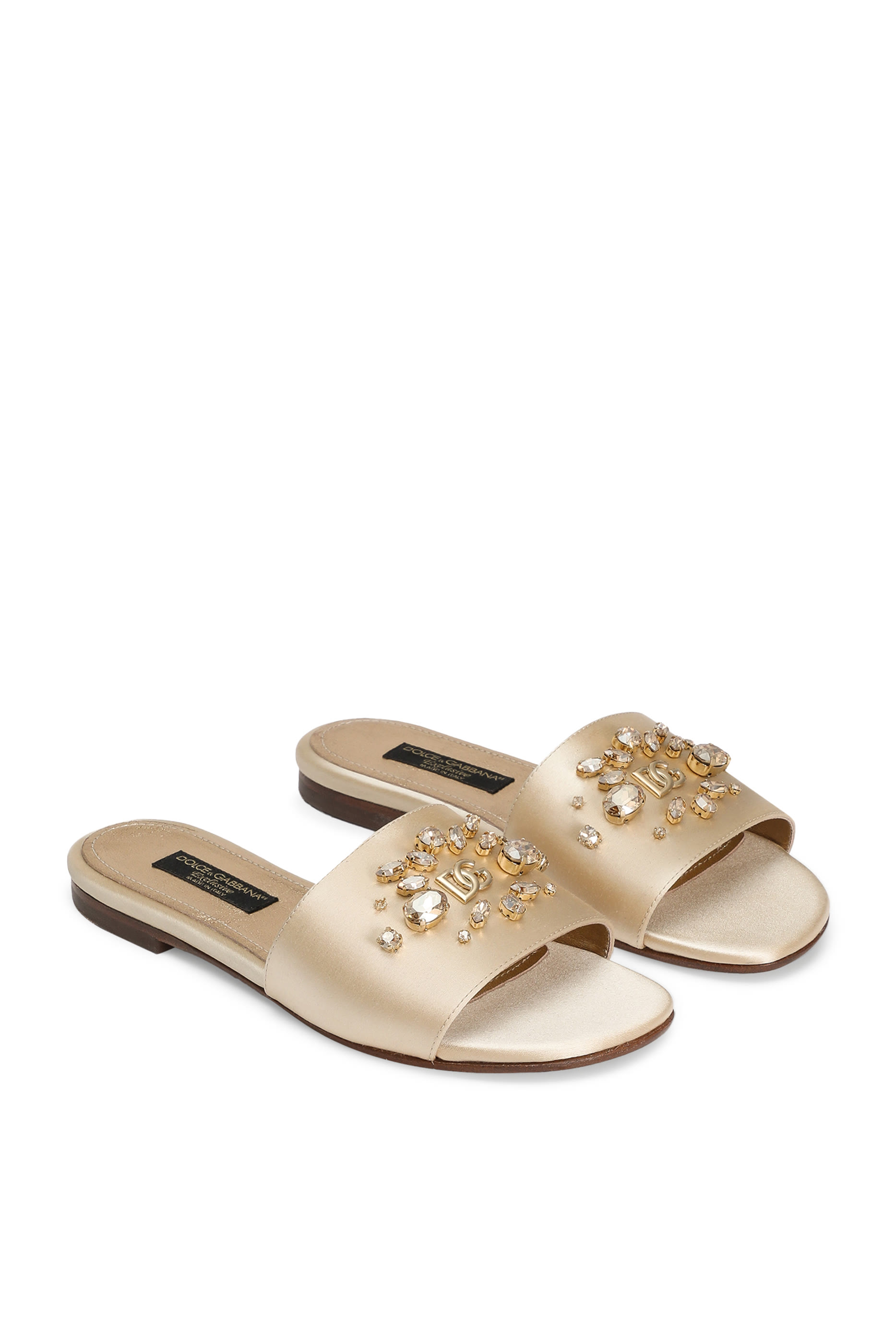 حذاء خفيف بنعل مسطح ساتان مرصع بأحجار للأطفال