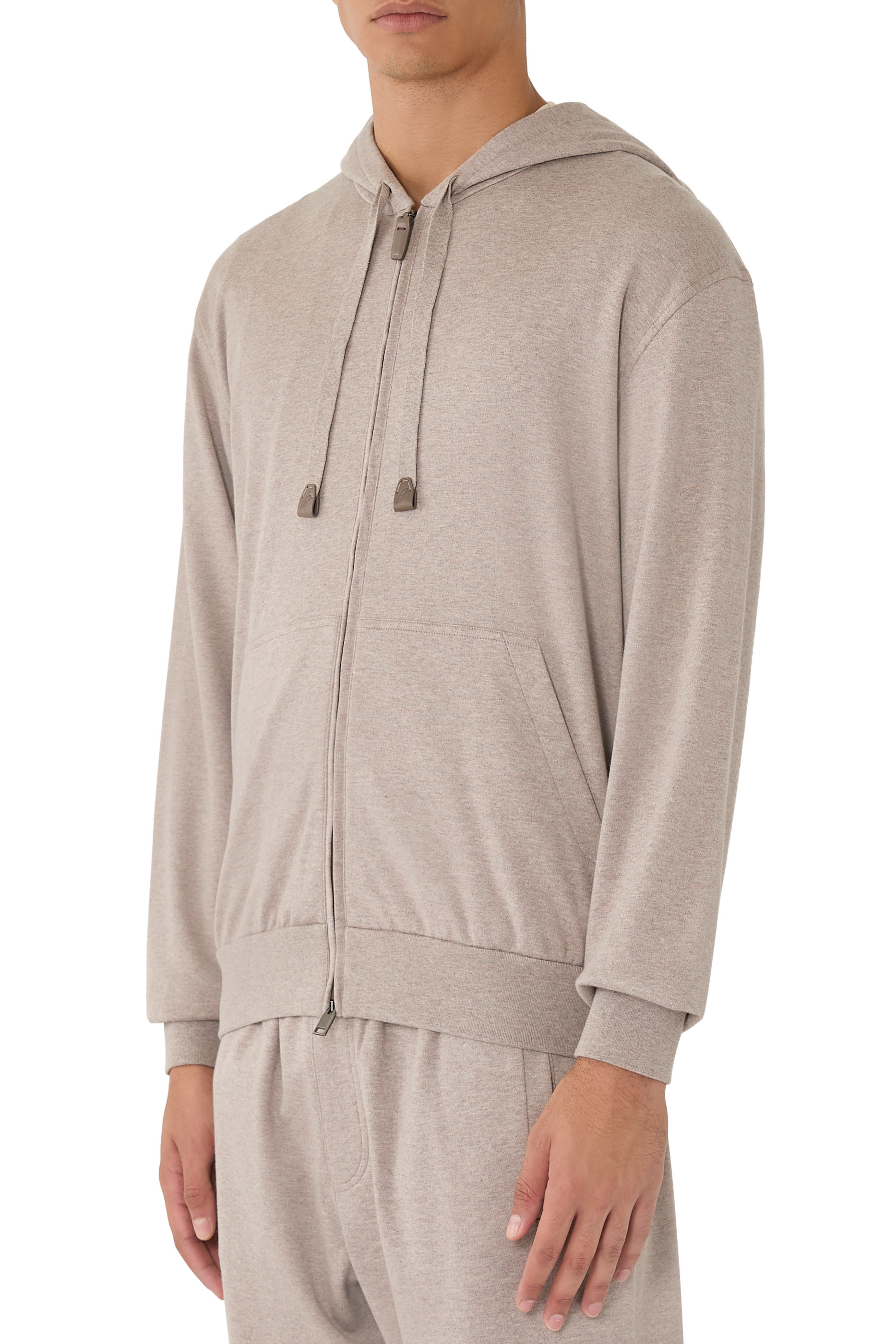 Stretch Cotton Piqu&eacute; Full Zip Hoodie