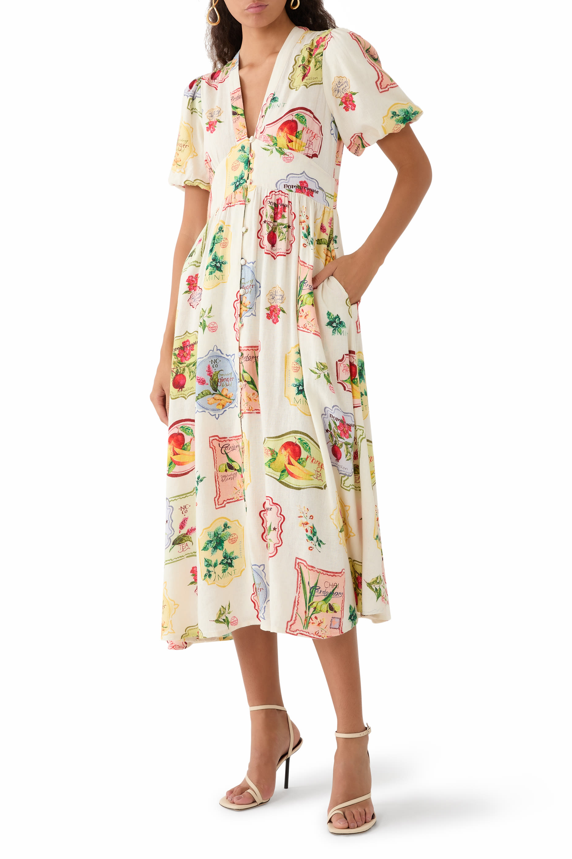 فستان ستارلايت متوسط الطول بنقشة