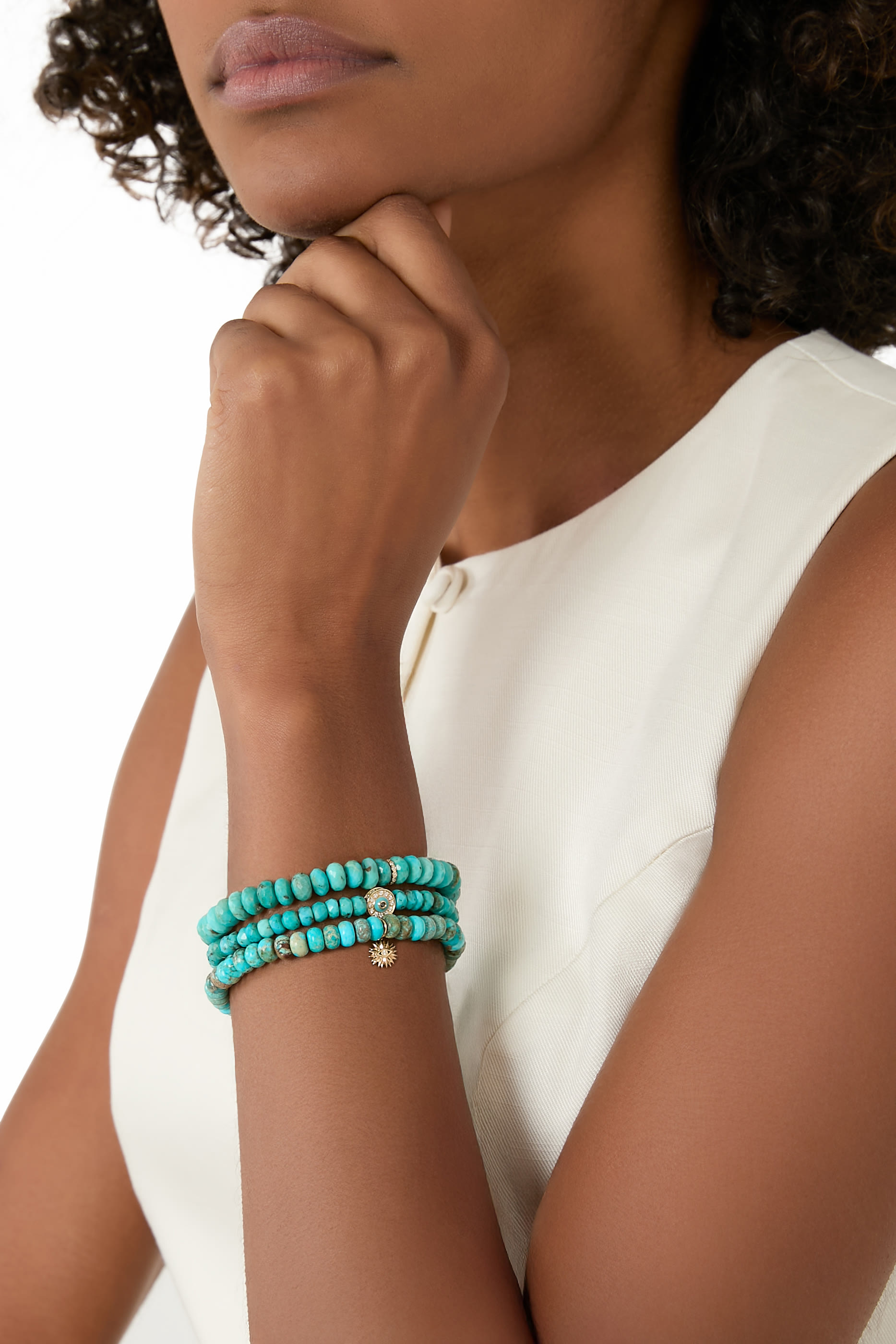 سوار بحلية دائرية بالماس، ذهب أصفر عيار 14 والفيروز