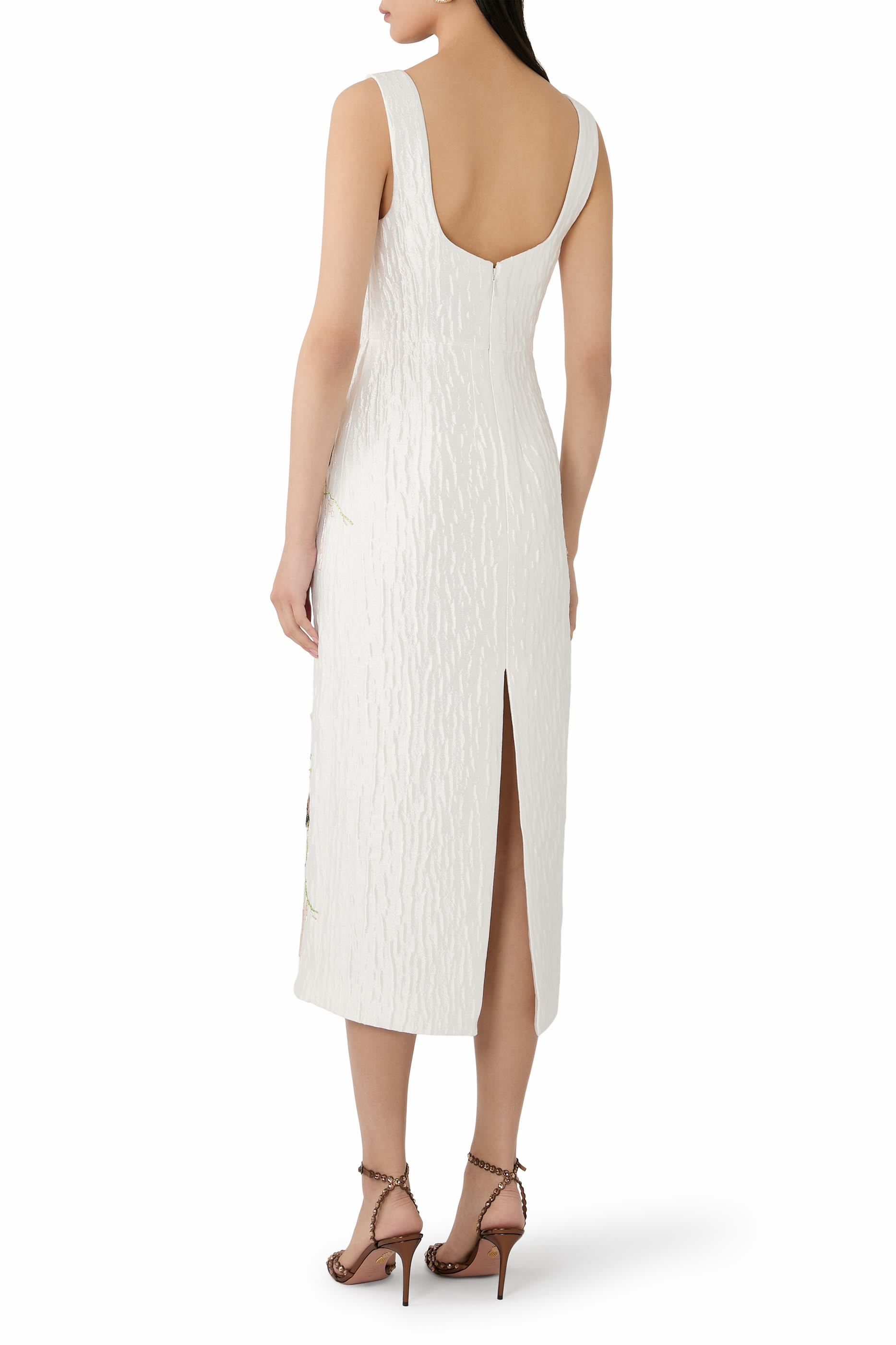 فستان ليليبيث متوسط ​​الطول بنقشة زهور جاكار