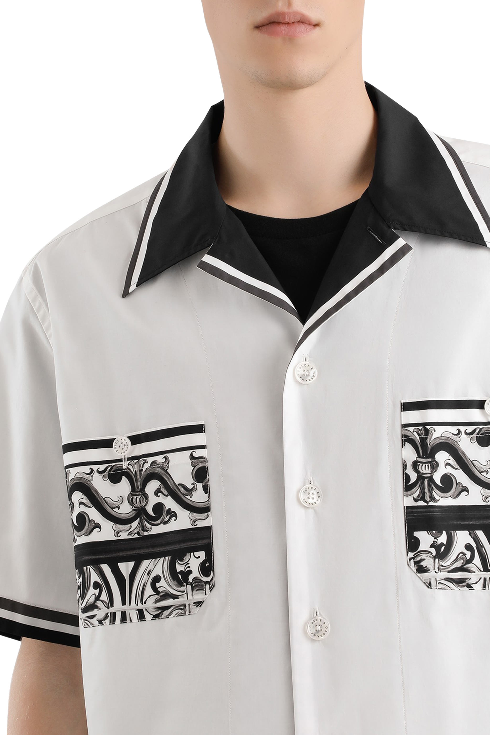 قميص هاواي بنقشة مايوليكا بوبلين