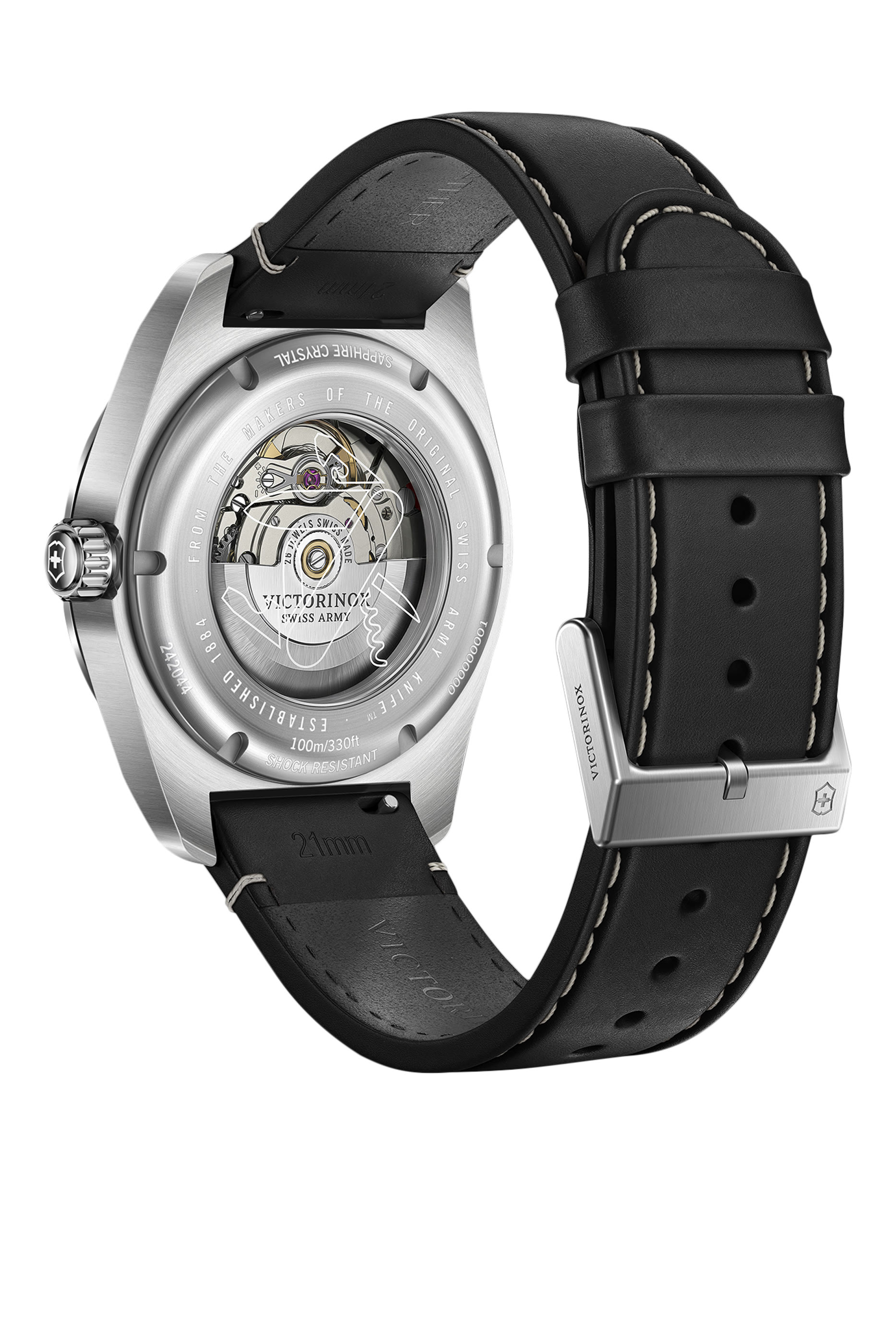 ساعة كرونوغراف سويس ارمي، ستانلس ستيل وجلد