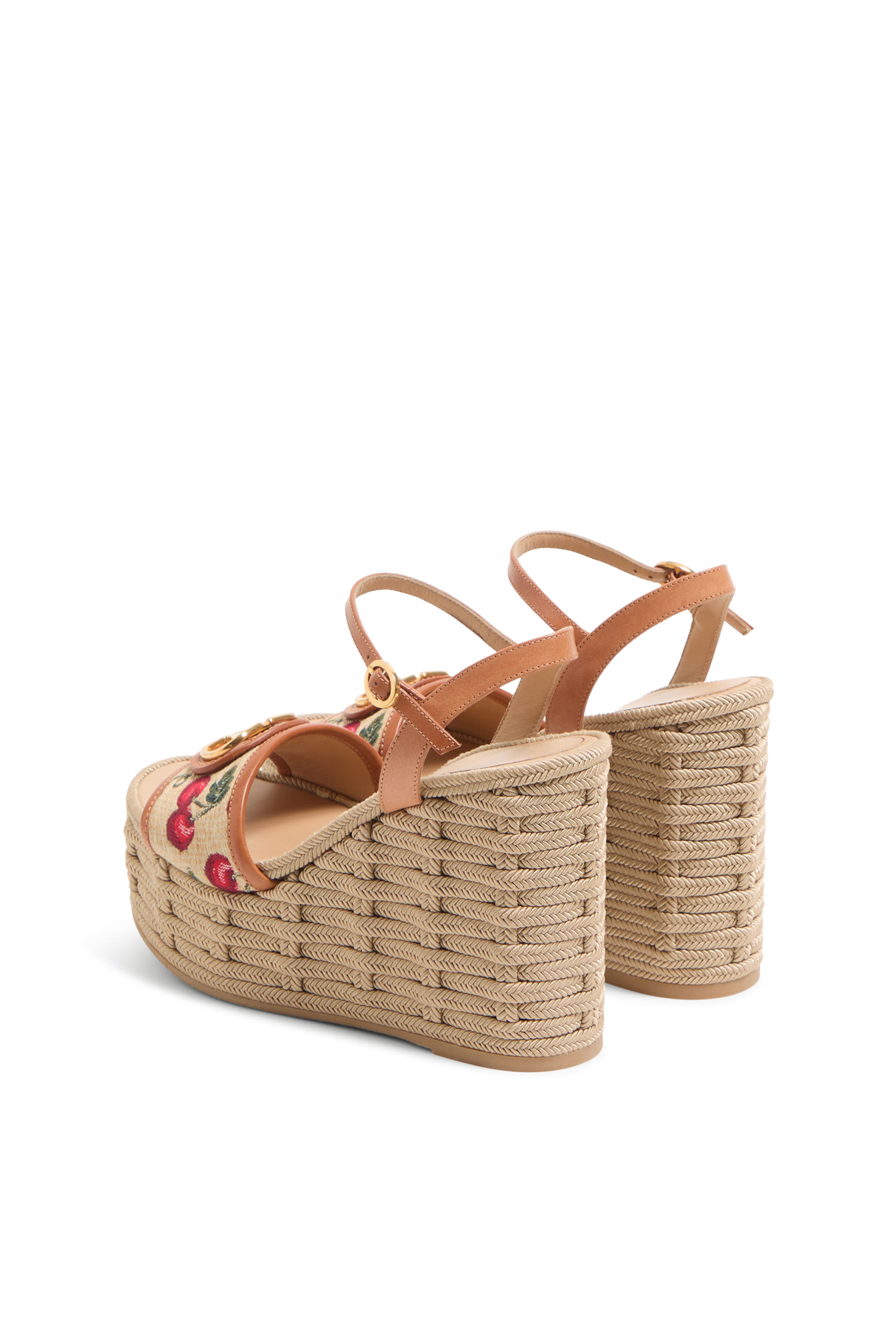 صندل 120بكعب ويدج وشعار الماركة ونقشة كرز