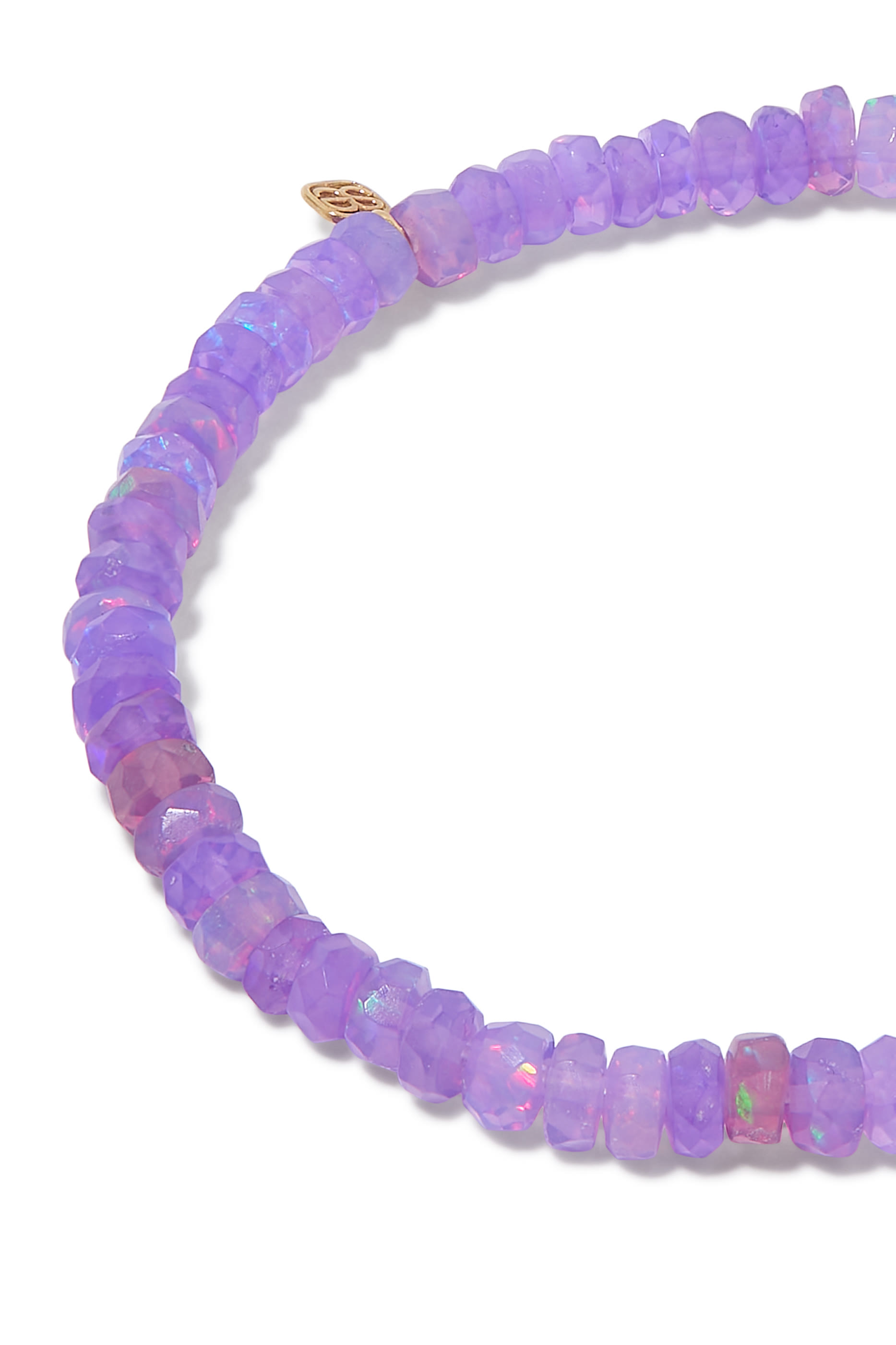 Nautilus Charm Rondelle Bracelet, 14k Yellow Gold & Diamonds, Ethiopian Opal