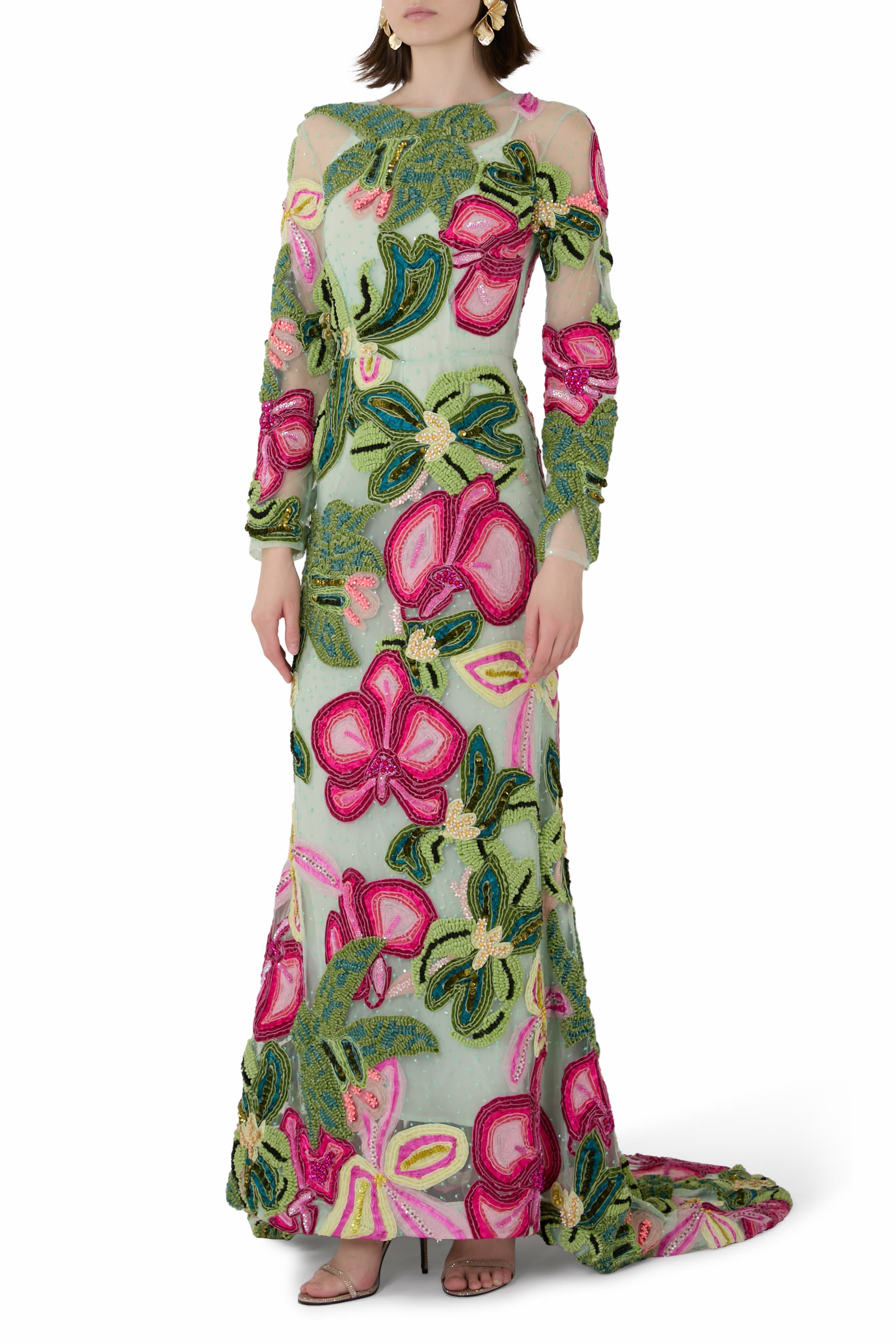 فستان طويل بنقشة أزهار