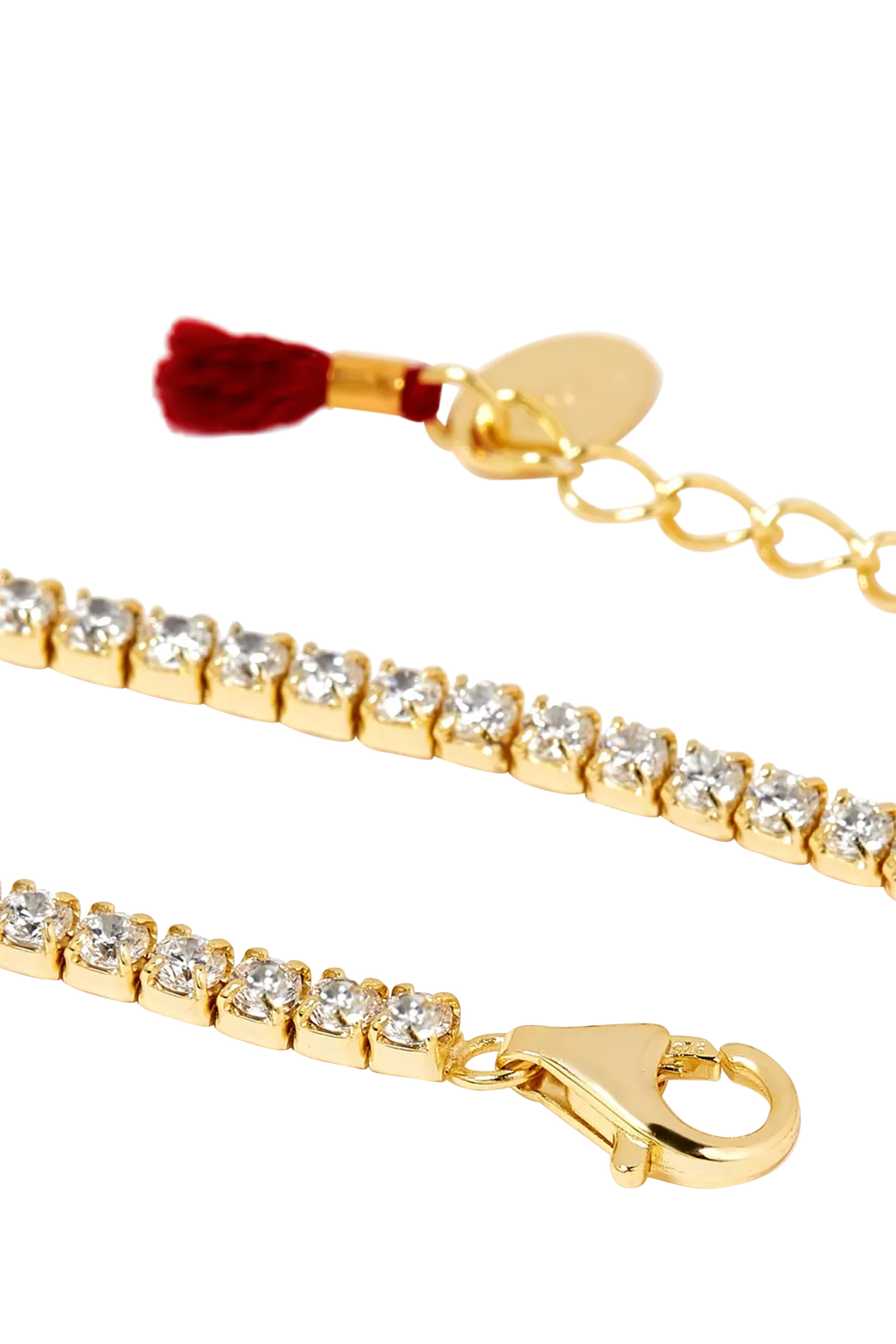 قلادة تنس مرصعة بكريستال وأحجار زركونيا مستديرة، فضة استرلينية مطلية بفيرميل عيار 14